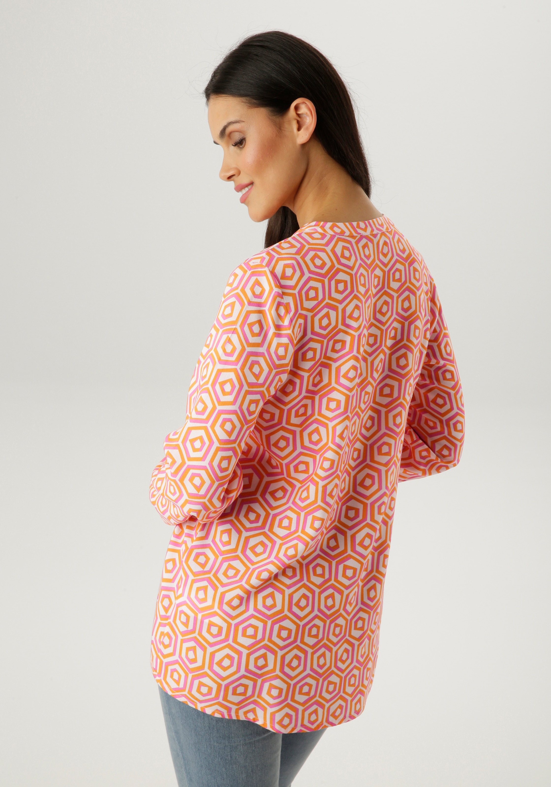 Aniston SELECTED Blouse à enfiler mit angesagter geometrischer Wabenmusterung -NEUE KOLLEKTION