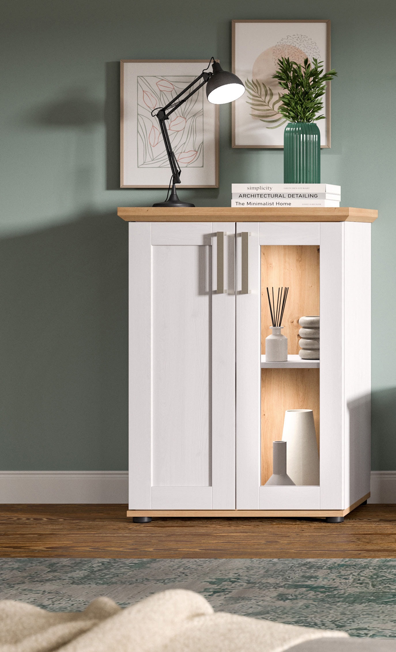 Home affaire Vitrine »Cosenza, Höhe 80 cm, 2 Türen, 2Fächer« 1 Stk. tlg. Vitrine, Höhe 88 cm, Wohnzimmer, Esszimmer