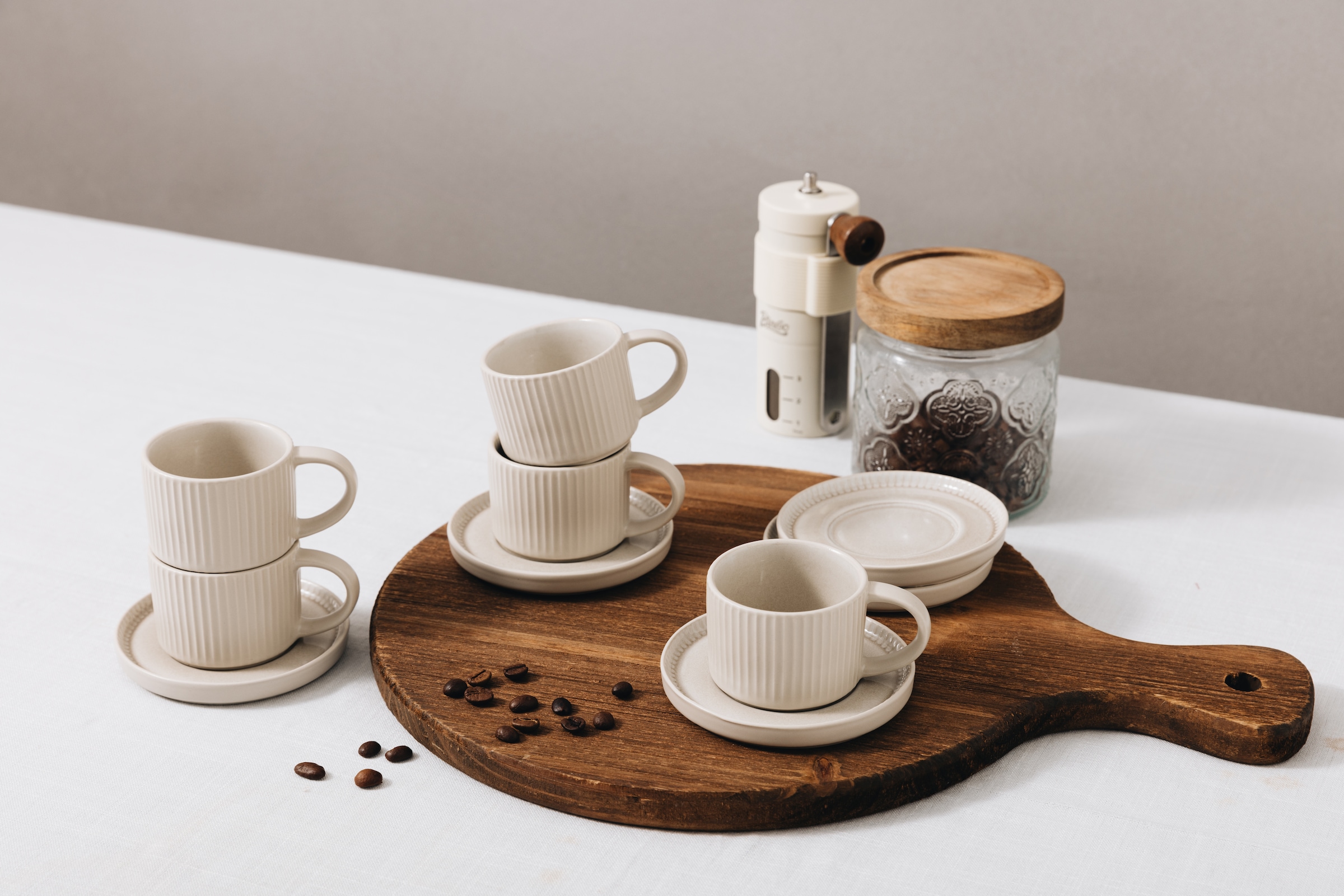 GOODproduct Espressotasse »Ylvii, 12er Set, bestehend aus 6 Tassen + 6 Untertassen« für 6 Personen, spülmaschinenfest und mikrowellengeeignet, 90 ml