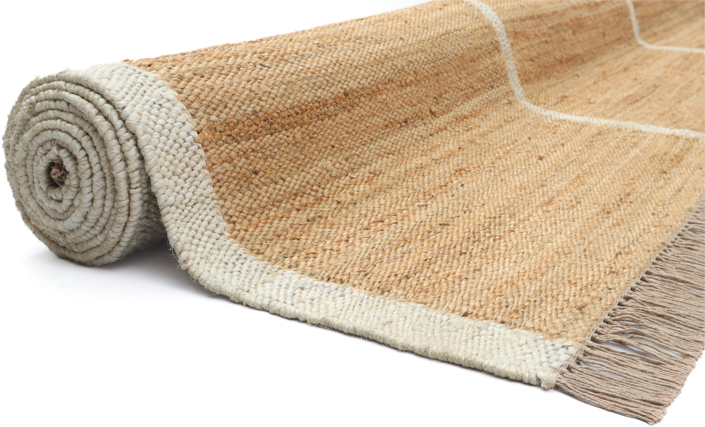 LeGer Home by Lena Gercke Tapis »Lenia, handgewebt, Jute« Rectangulaire 10 mm Höhe mit Fransen, Teppich, Wohnzimmer, Schlafzimmer, Esszimmer