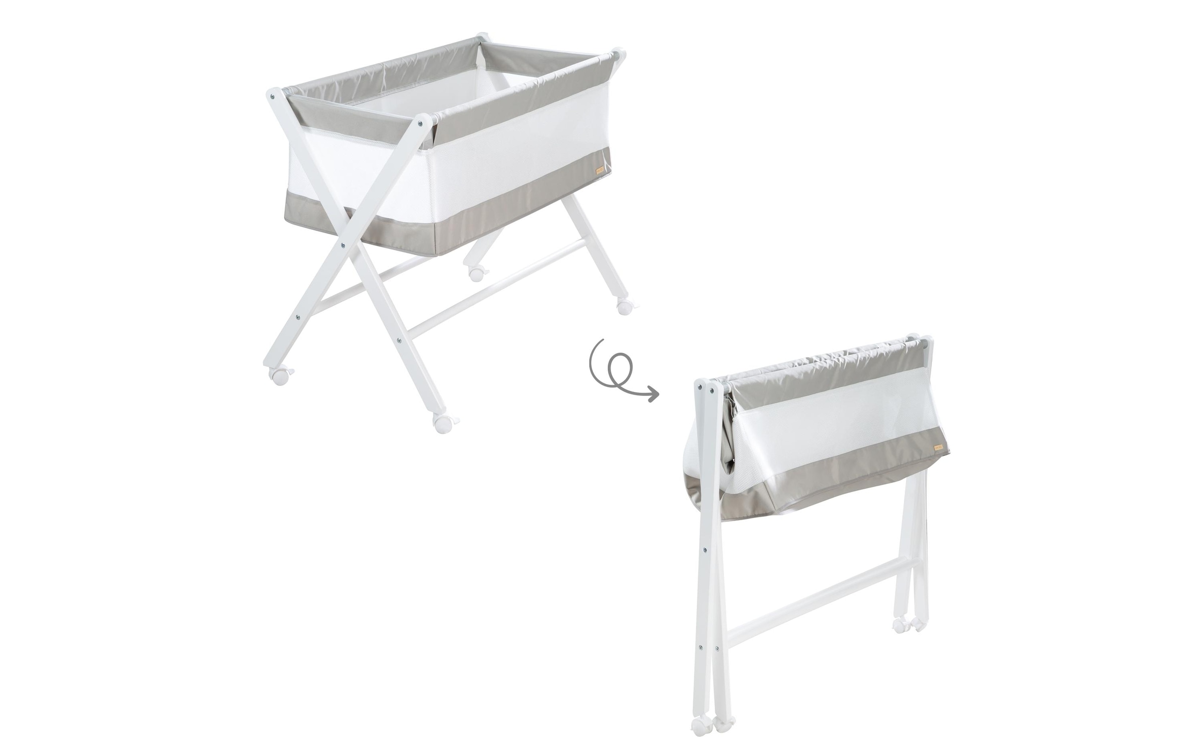 roba® Babybett »roba Klappbett klappbar, Holz, mit Rollen«