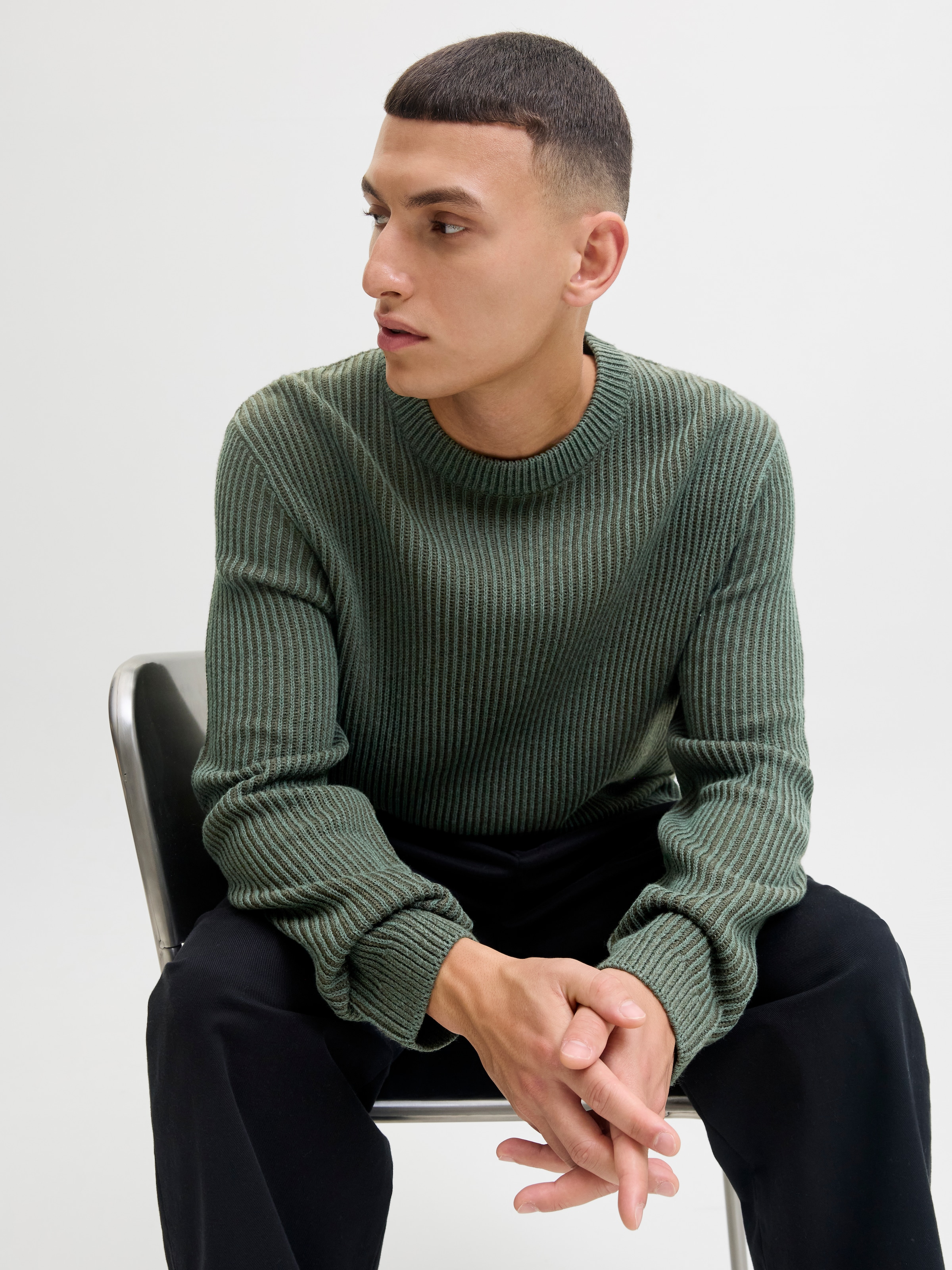 Jack & Jones Rundhalspullover »JJEDOVER KNIT CREW NECK SN« Baumwollmischung, regular fit