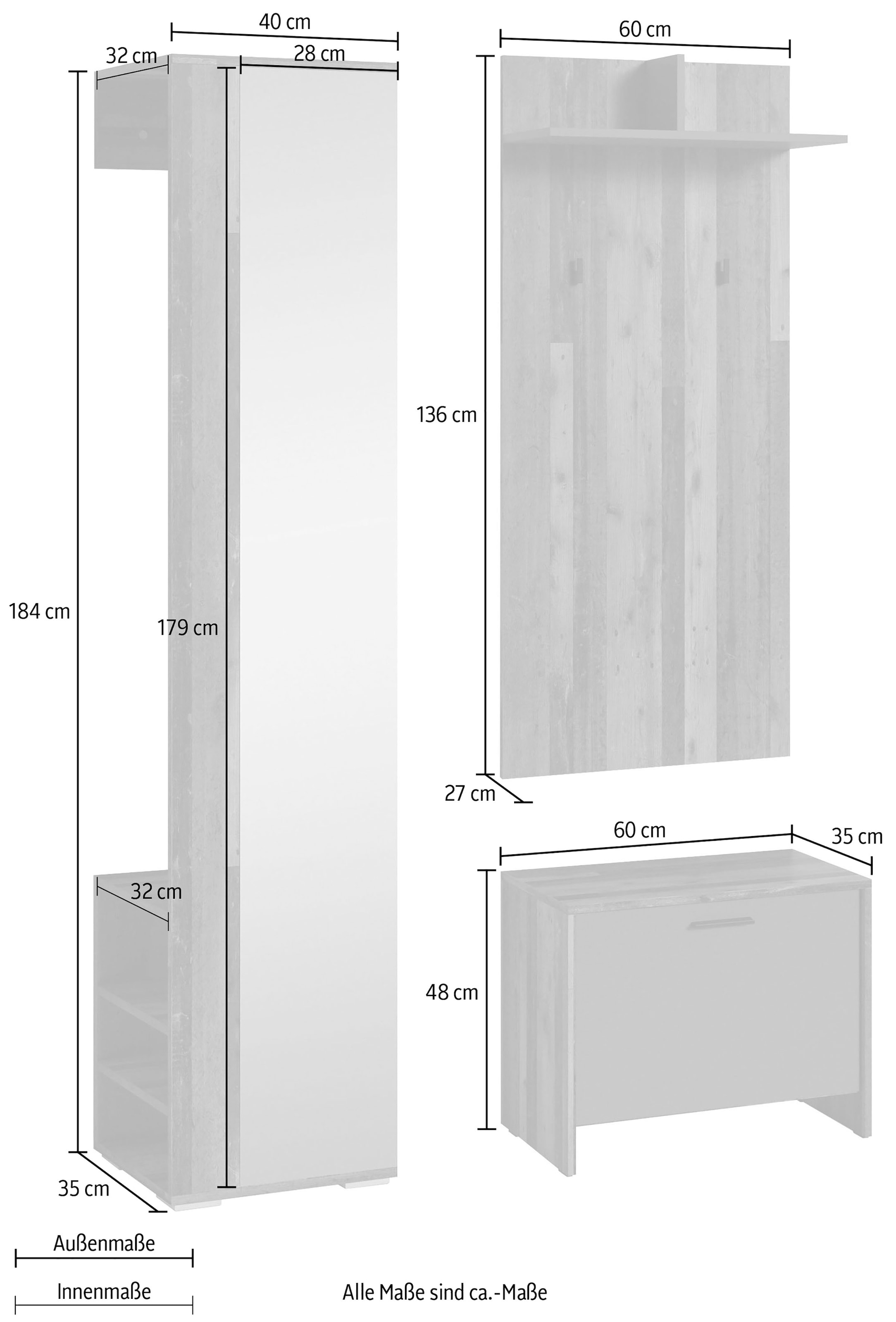 byLIVING Garderoben-Set »Ben« 3 Stk. tlg.
