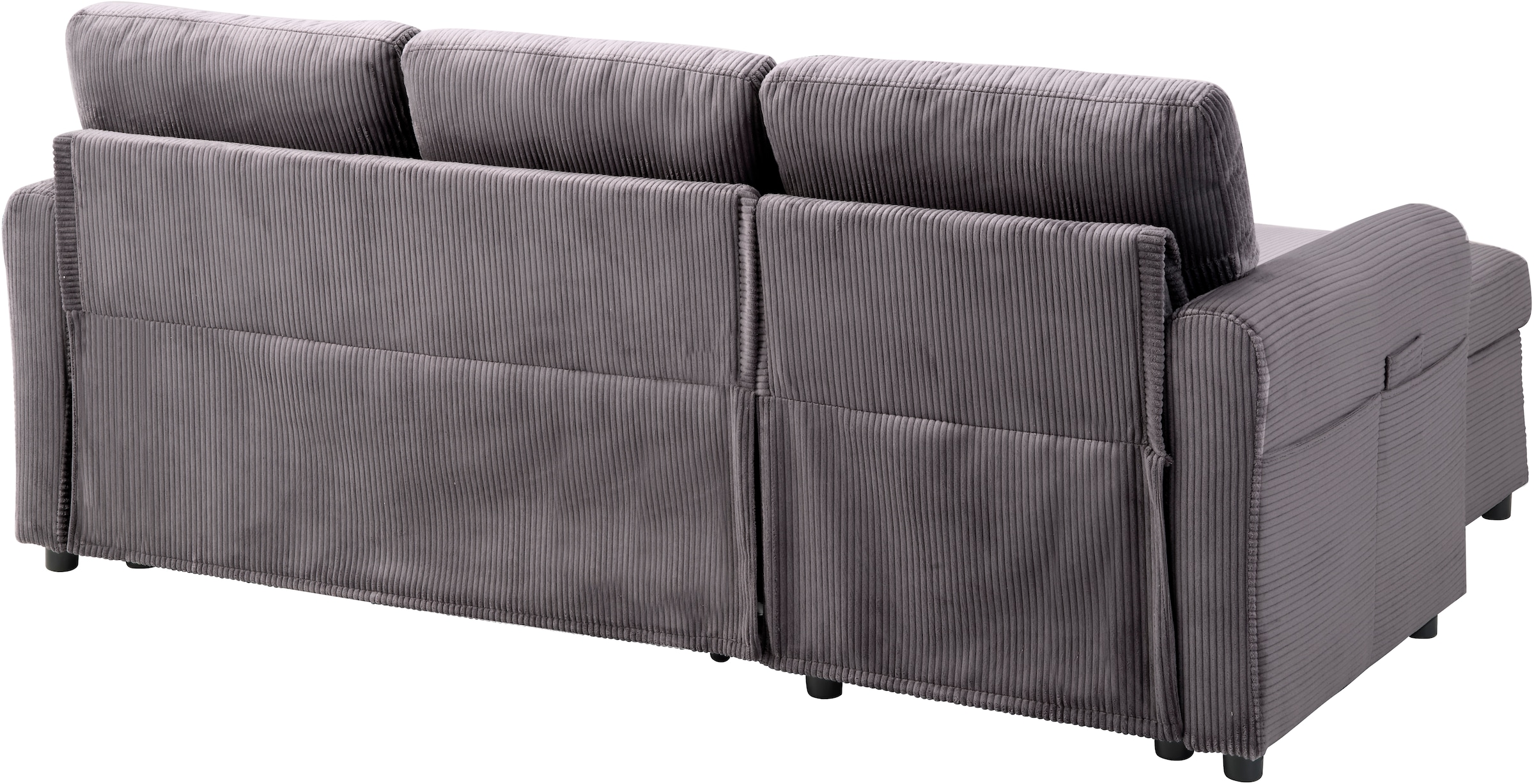 ATLANTIC home collection Canapé-lit »Gustavo L-Form, B: 199 cm« mit Bettfunktion, Bettkasten & seitlichen Taschen