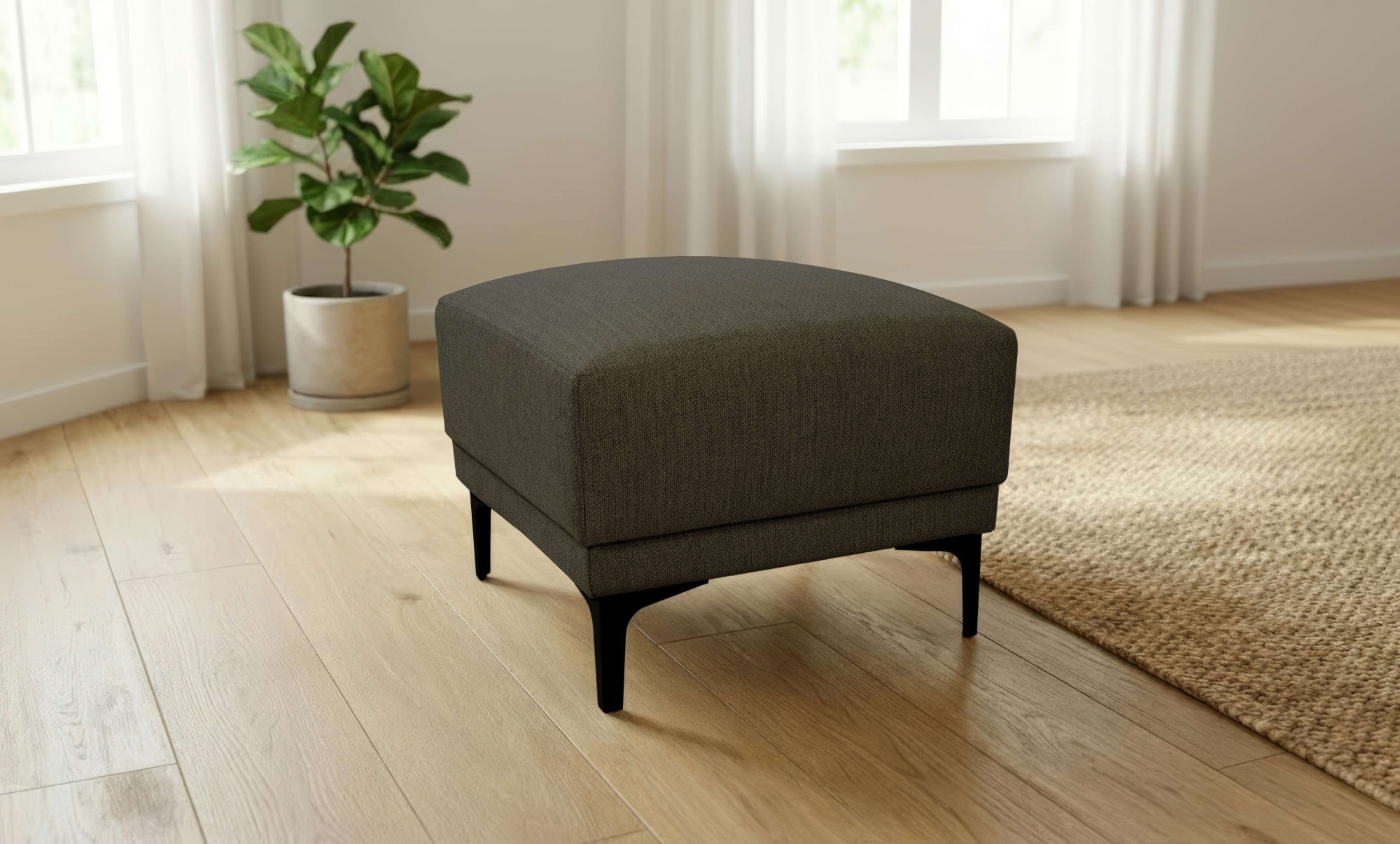 GOODproduct Polsterhocker »Xander« 1 Stk. tlg. Breite 58 cm, Soft-Touch Chenille, schwarze Metallfüsse