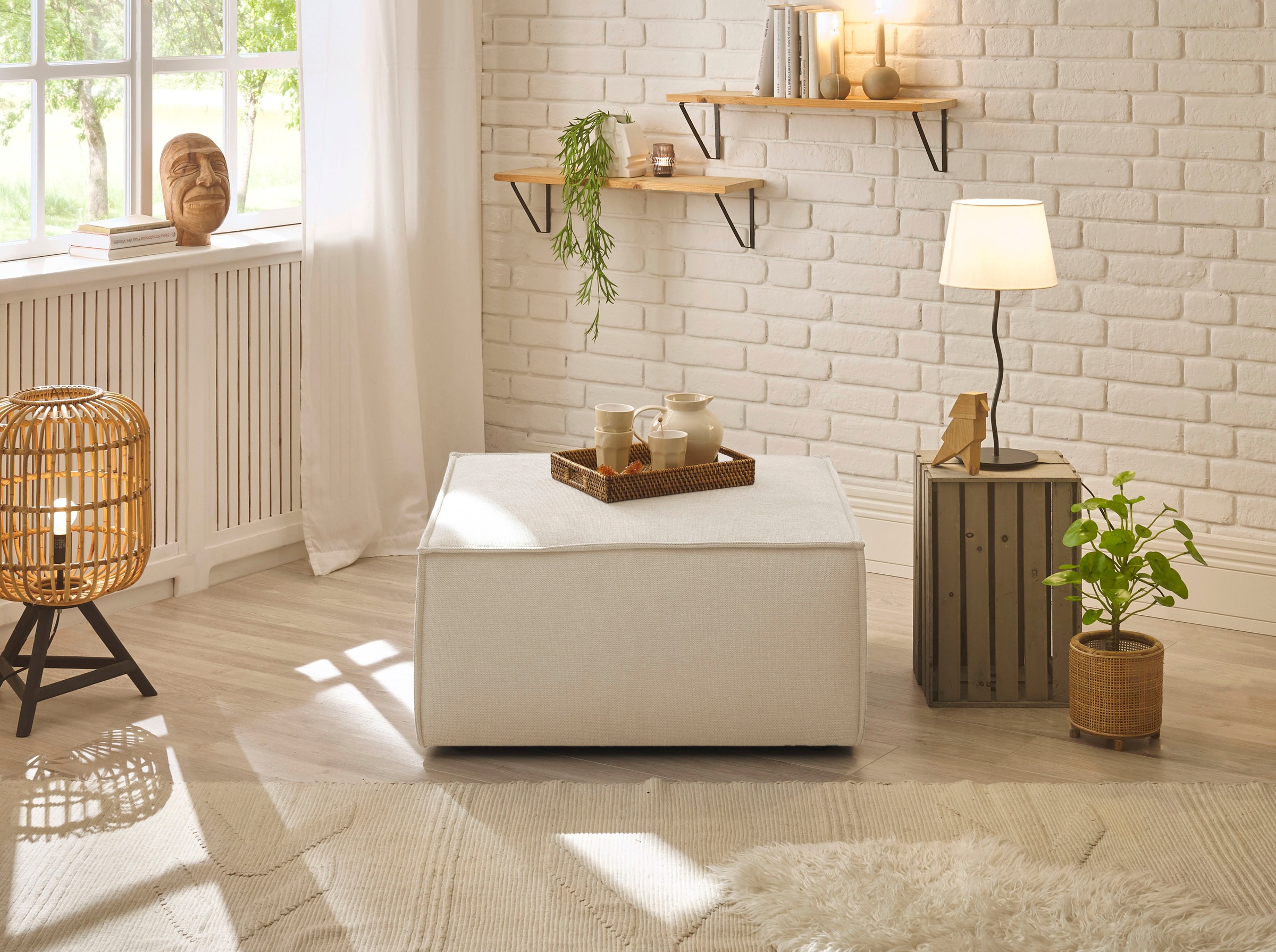 GOODproduct Tabouret »FINNLEY Struktur fein, Polsterhocker kombinierbar m. der Serie FINNLEY« adapté au loveseat de la série Finnley