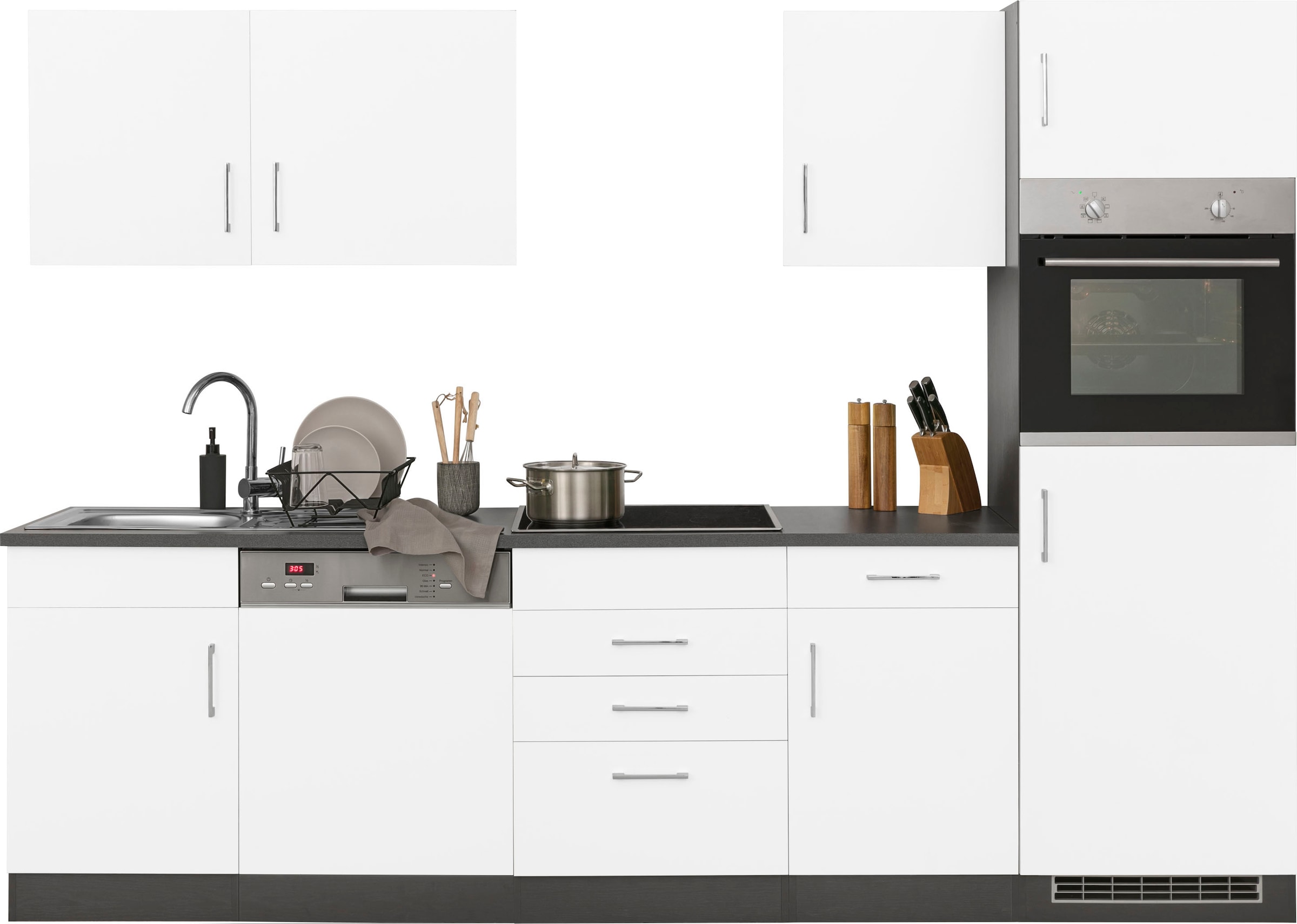 KOCHSTATION Kitchenette »KS-Paris – Küchen mit einzigartigen Fotomotiven auf den Fronten« largeur 280 cm, option appareils électriques et induction