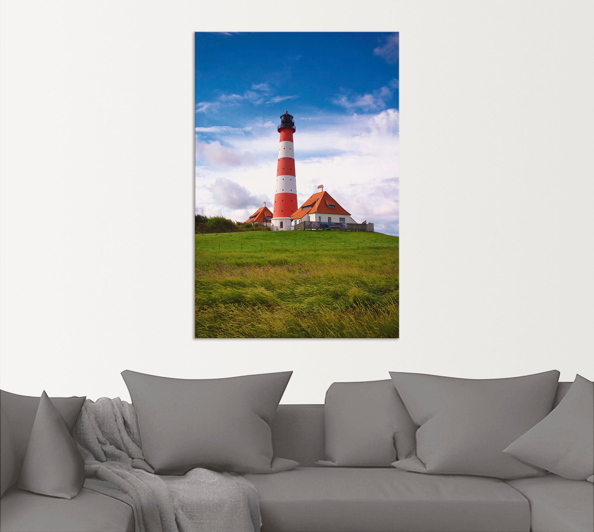 Artland Alu-Dibond-Druck »Westerhever Leuchtturm« Gebäude 1 Stk. tlg. für Innen- und Aussenbereich geeignet, Outdoorbild