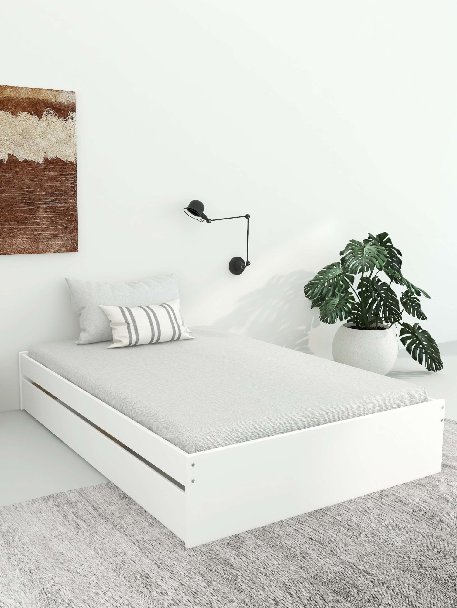 GOODproduct Bett »Magdala, Futonbett, schlichtes Design, Top Qualität« Breite/ Belastbarkeit: 120cm/200 KG, 90cm/ 100KG,  aus robustem MDF, Breite Liegefläche 140 cm, Bettkasten optional
