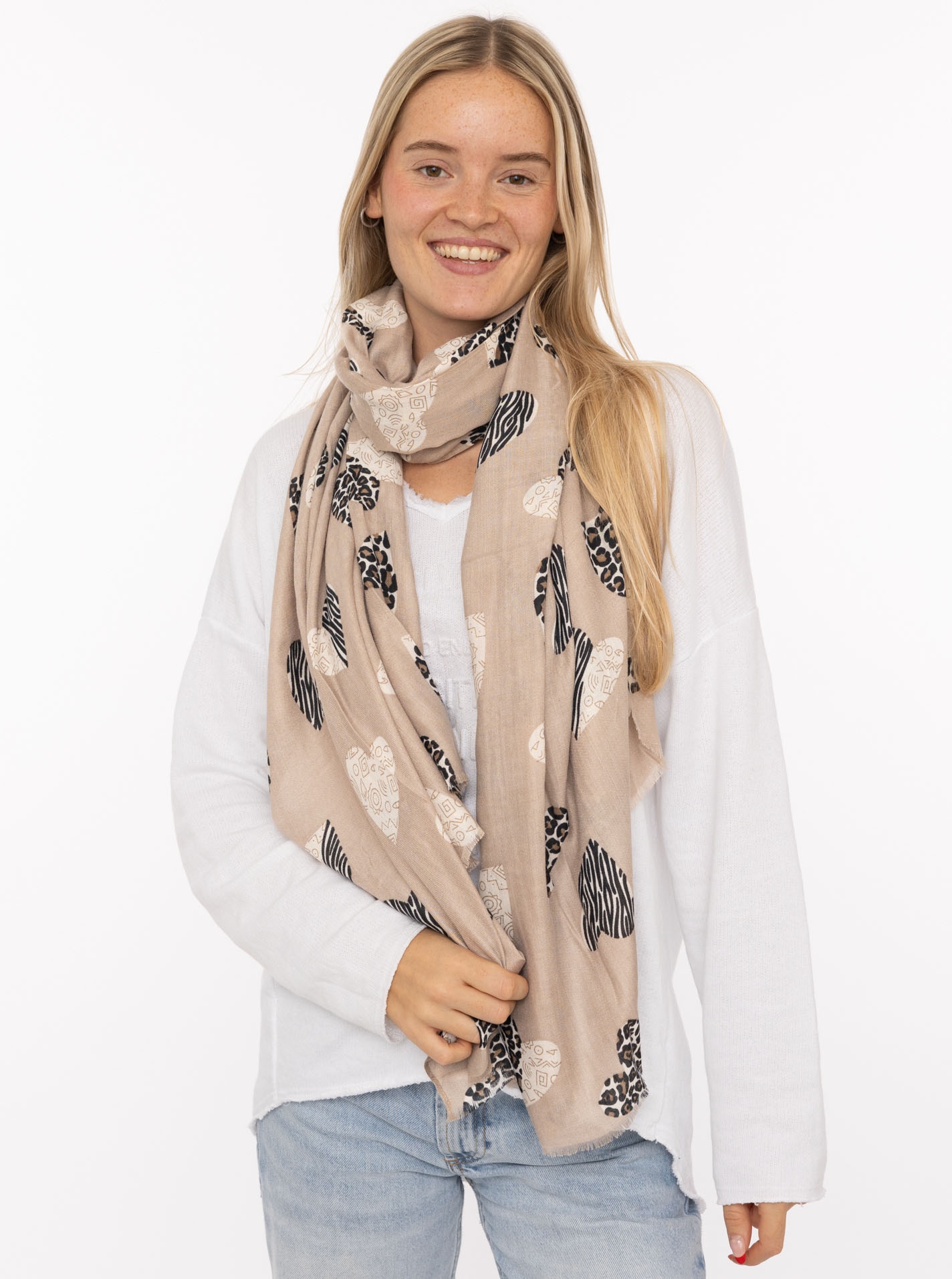 Zwillingsherz Écharpe »"Safari Hearts"« angesagtes Herzmuster im Leolook