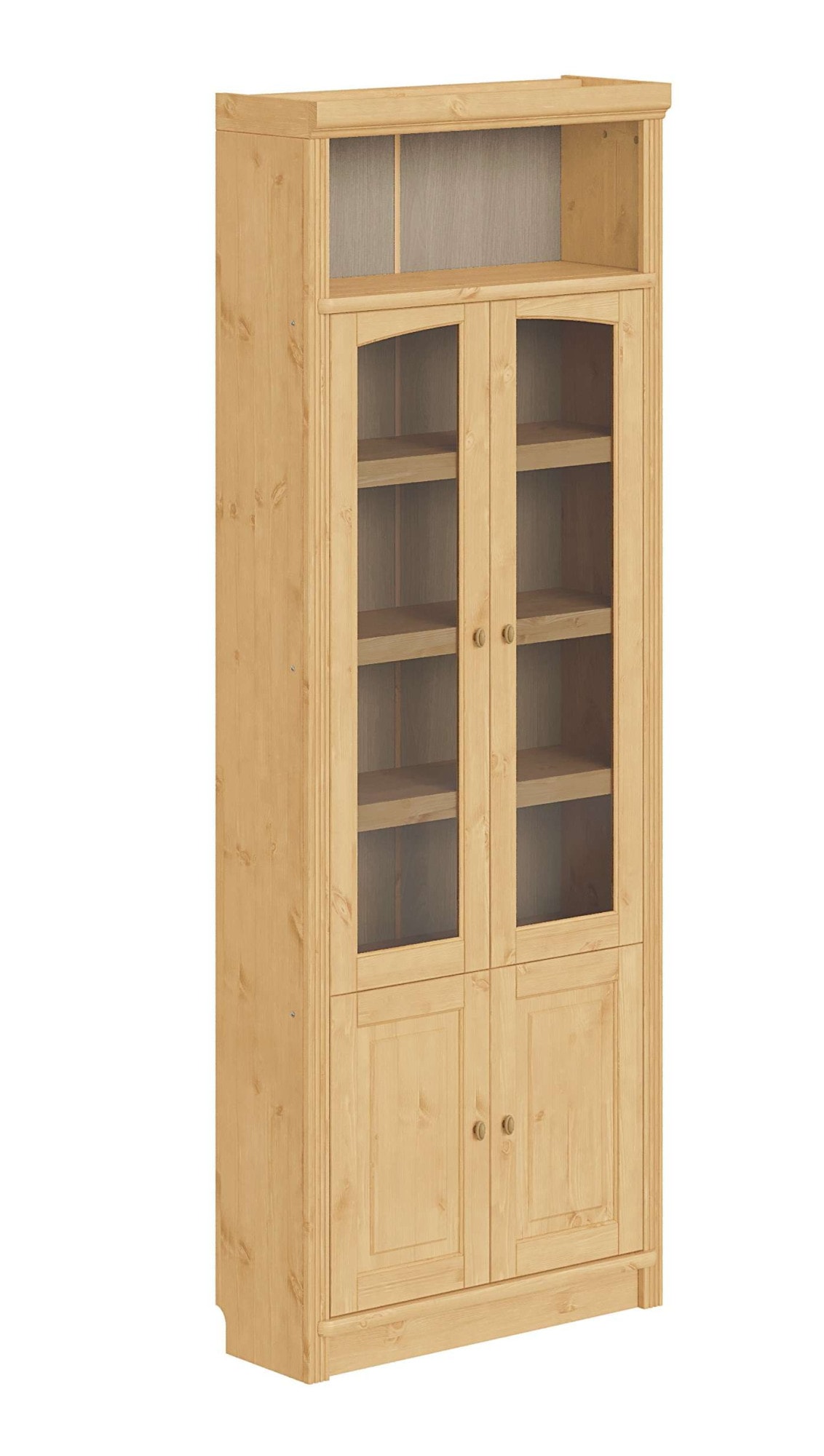GOODproduct Vitrine »Soeren Regal mit 2 Glastüren und 2 Holztüren, B/TH: 80/29/220 cm« Kiefer FSC®-zertifiziert, 1 offenes Fach, 6 Fächer hinter den Türen