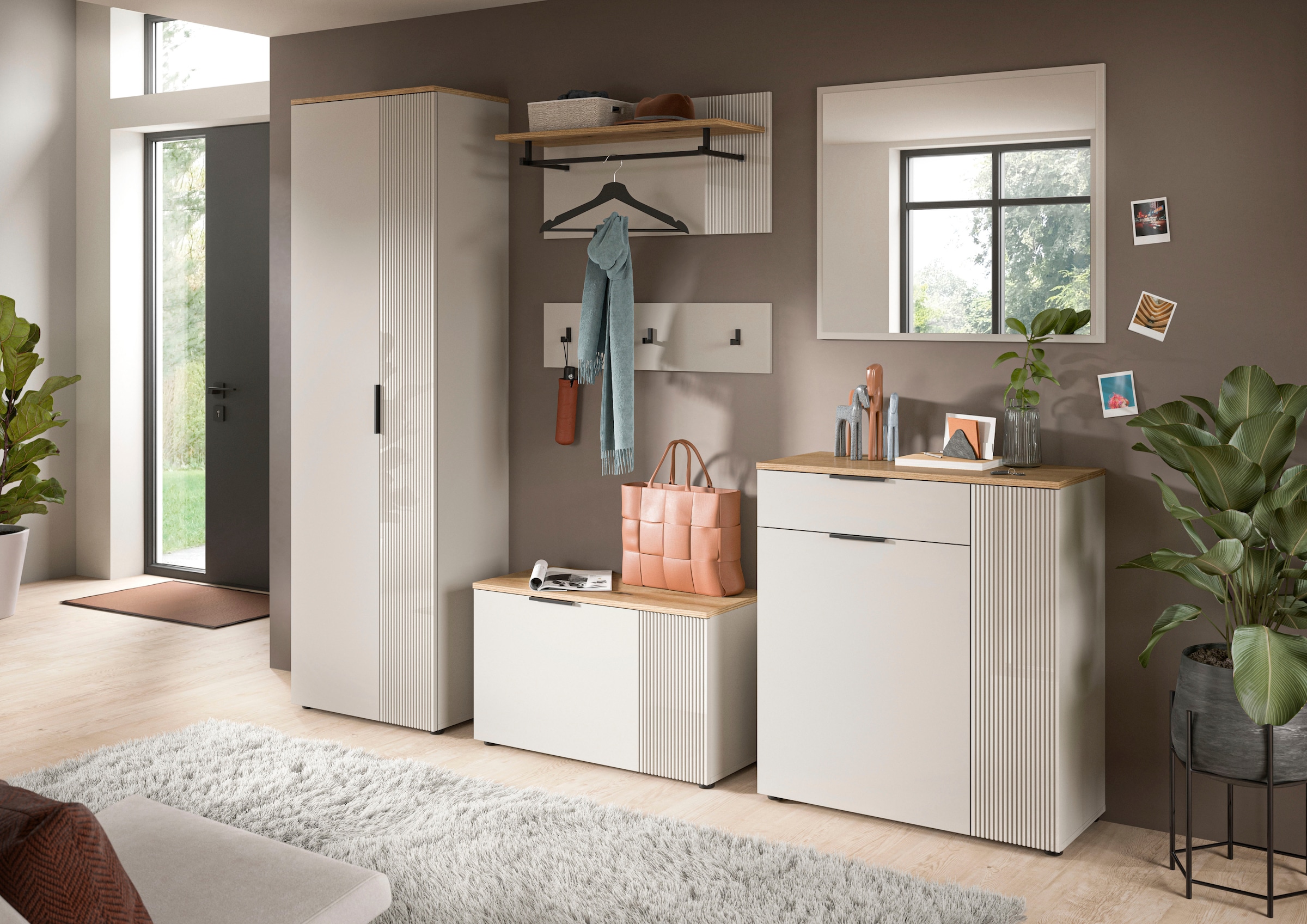 INOSIGN Armoire vestiaire »EDIL, Höhe 88cm, 2 Türen, 1 Schubkasten, 3 Fächer« moderne Farbkombination, Platz für ca. 6 Paar Schuhe,  Kommode, Schuhschrank, Schuhkommode, Sideboard, Anrichte