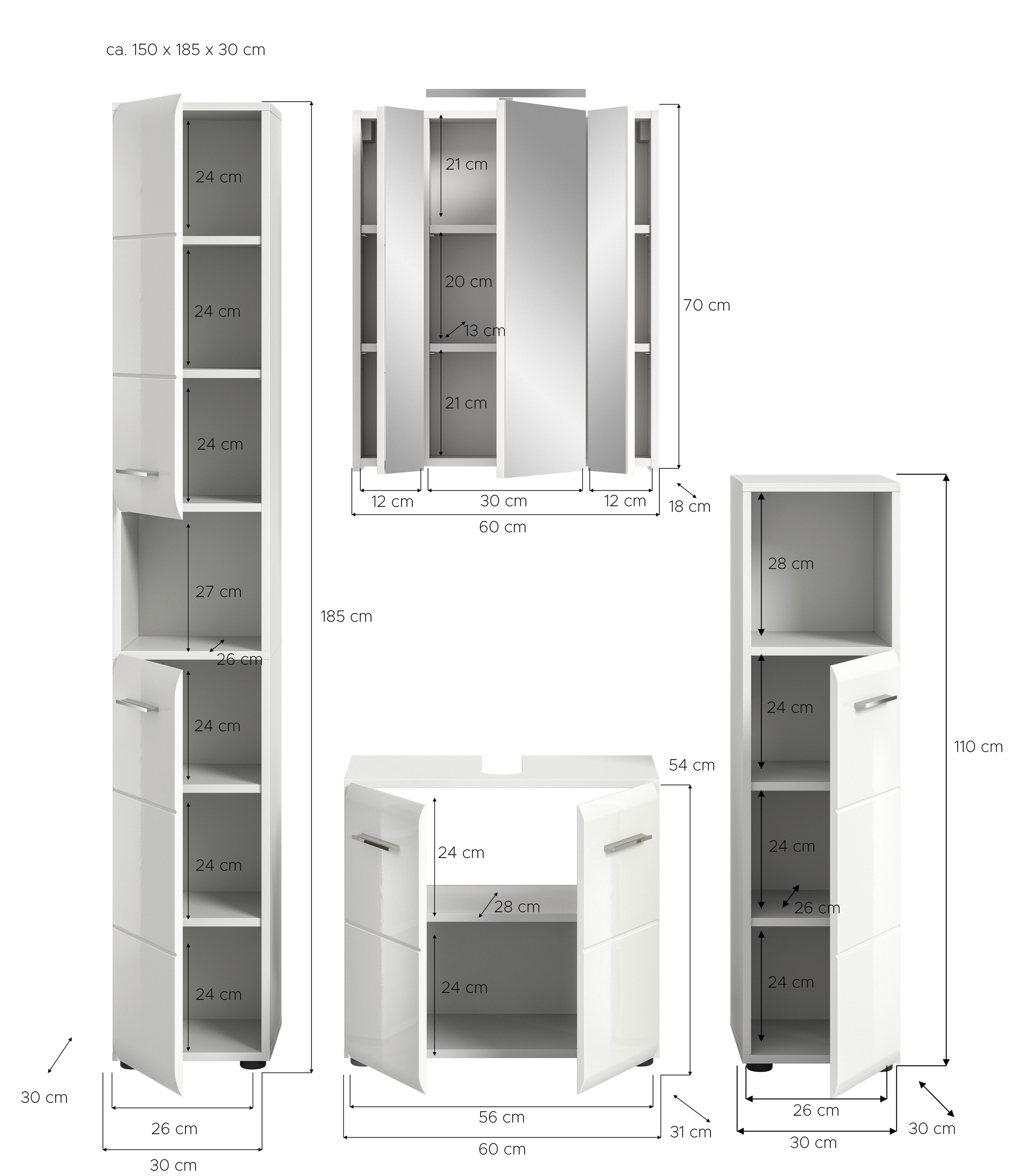welltime Badezimmer-Set Set, 5 Stk. tlg.