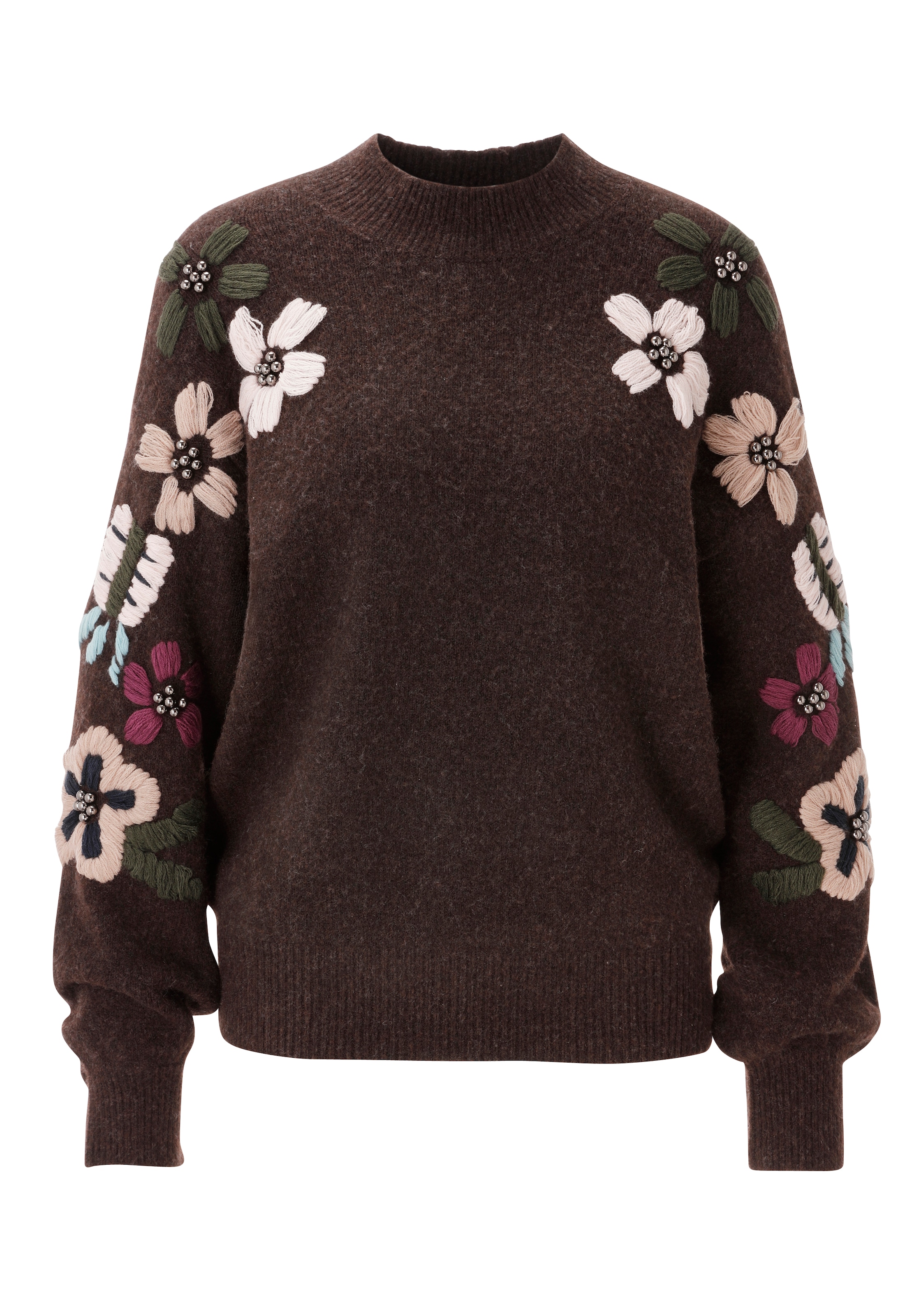 Aniston CASUAL Pull en tricot avec fleurs brodées à la main et perles décoratives - NOUVELLE COLLECTION