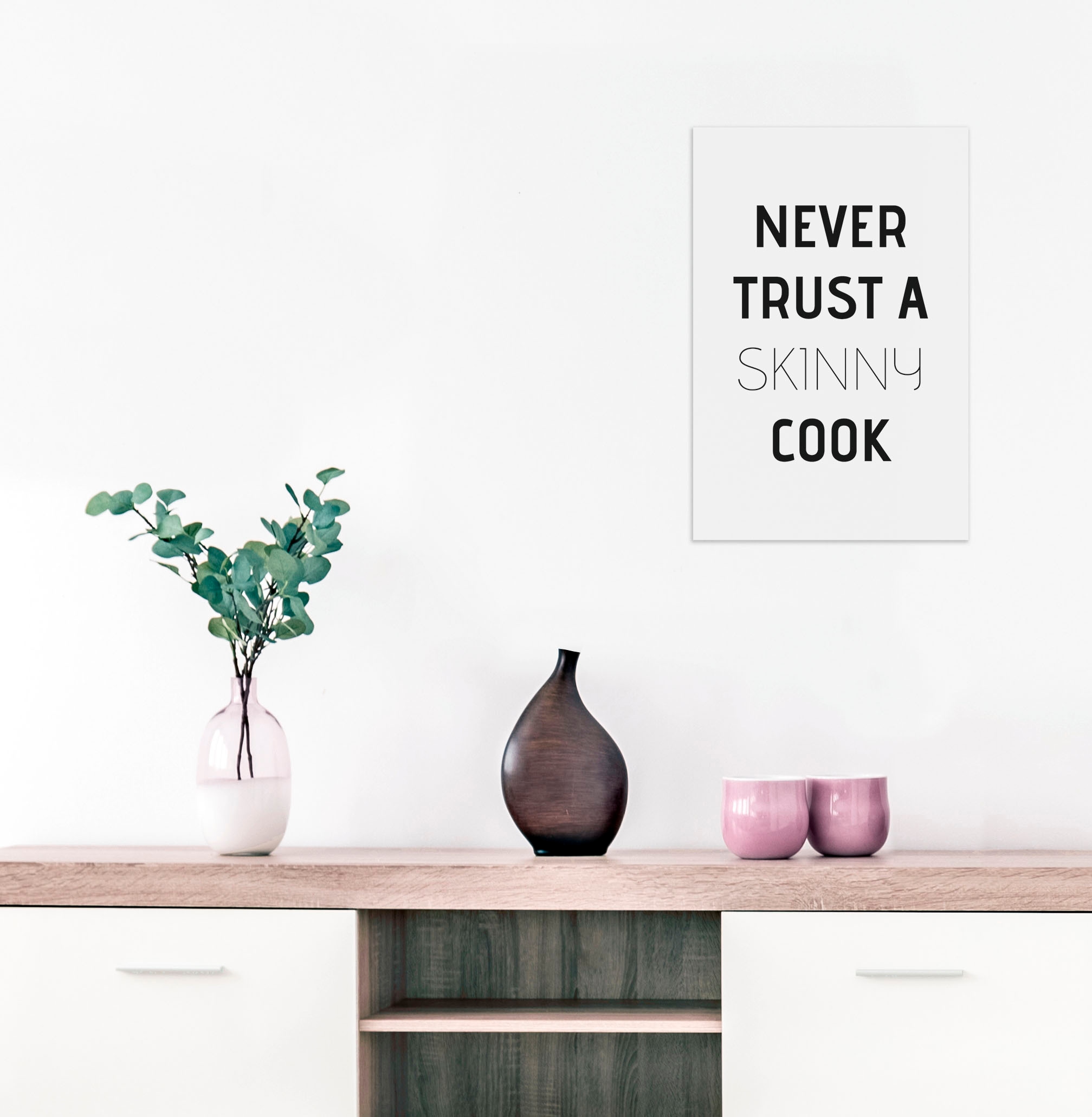 queence Objet de décoration murale »Never trust a skinny cook« Stahlschild, Blechschild, Spruch, Witzig, Wanddeko, retro, 20x30cm