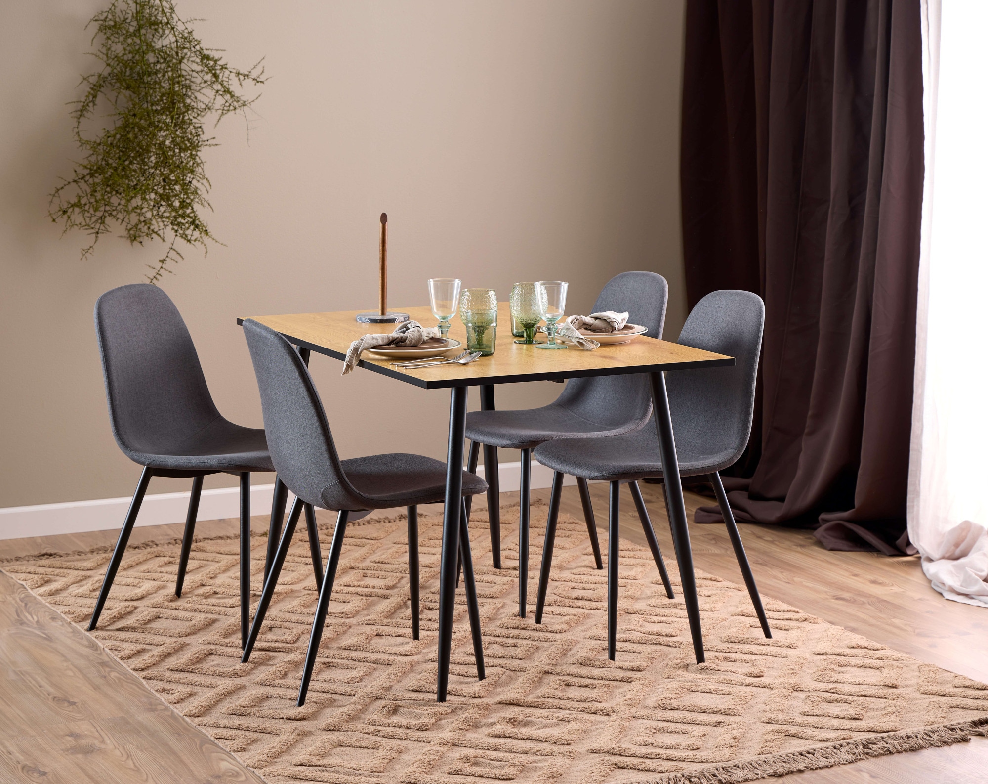 ACTONA GROUP Esszimmer-Set »Essgruppe, Esstisch mit Stühlen, für das Esszimmer« Komplett-Set, 1x Tisch + 4x Stuhle, 5 Stk. tlg.