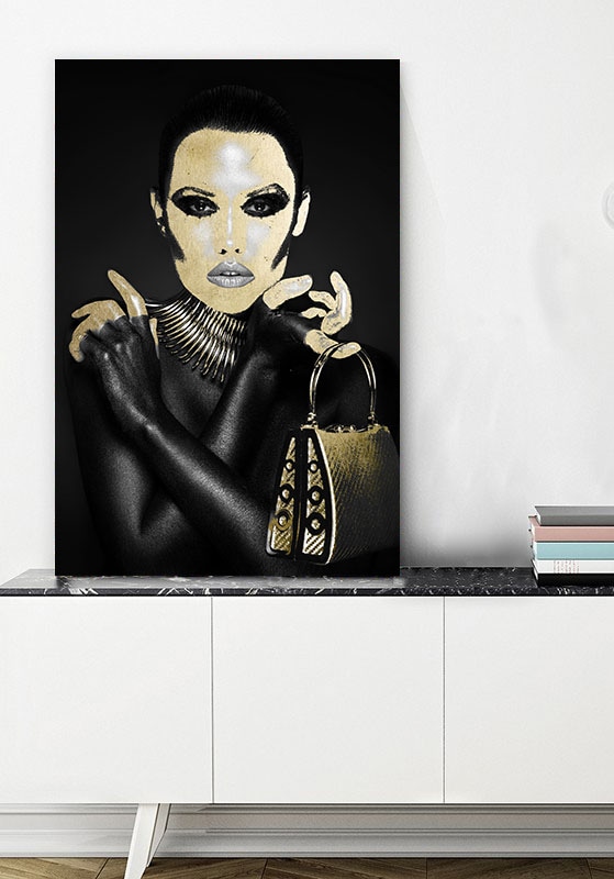 queence Tableau en verre acrylique »Chensit« 1 cuis tlg. von Hand eingearbeitete Blattgold Applikationen