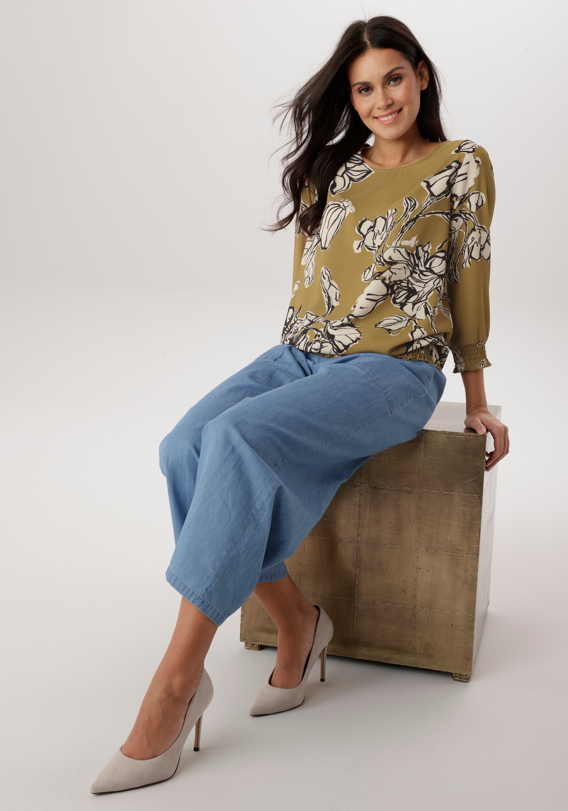 Aniston SELECTED Blouse à enfiler mit Smokbündchen und Knopfverschluss hinten - NEUE KOLLEKTION