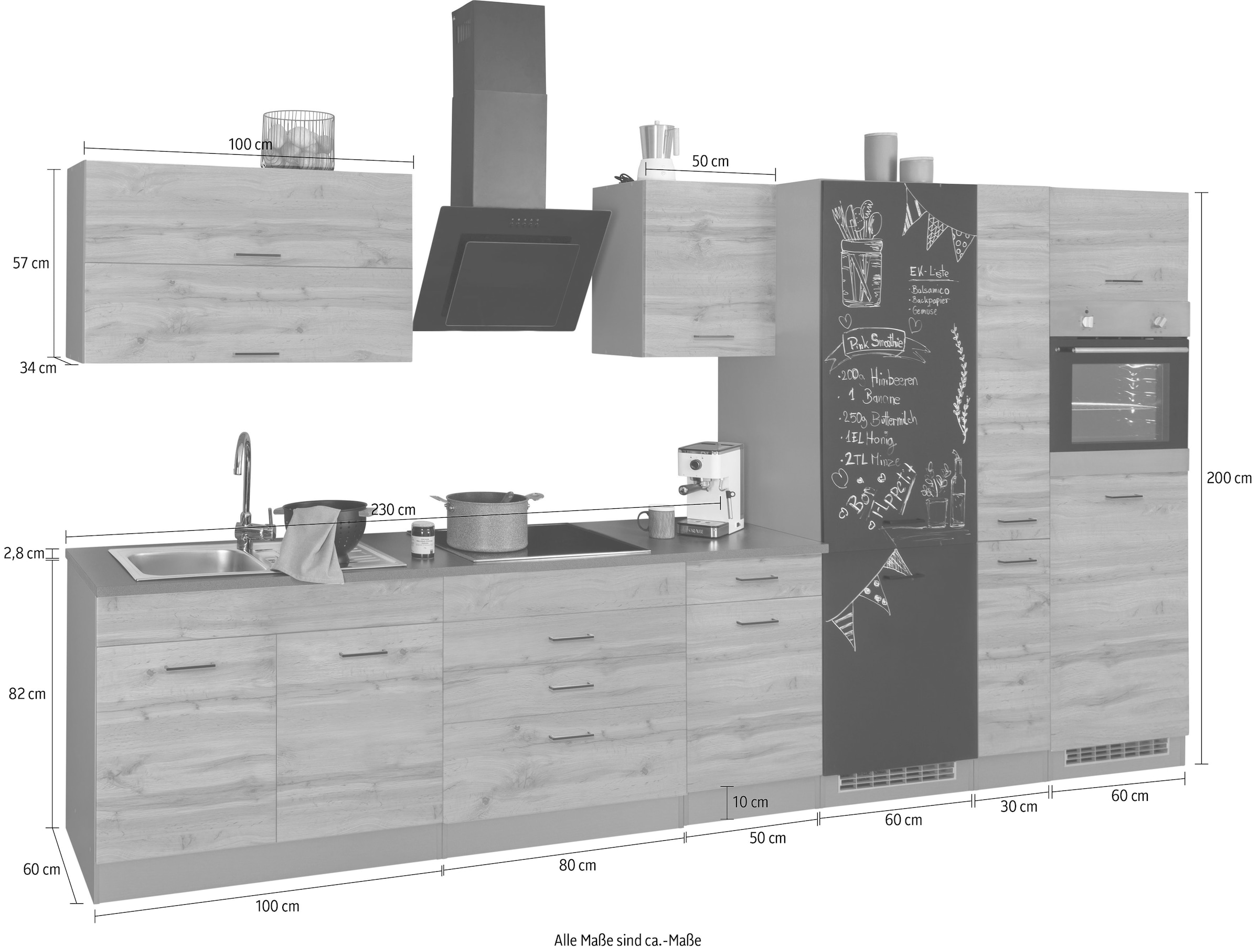 KOCHSTATION Kitchenette »KS-Trier« sans appareils électriques, largeur 380 cm
