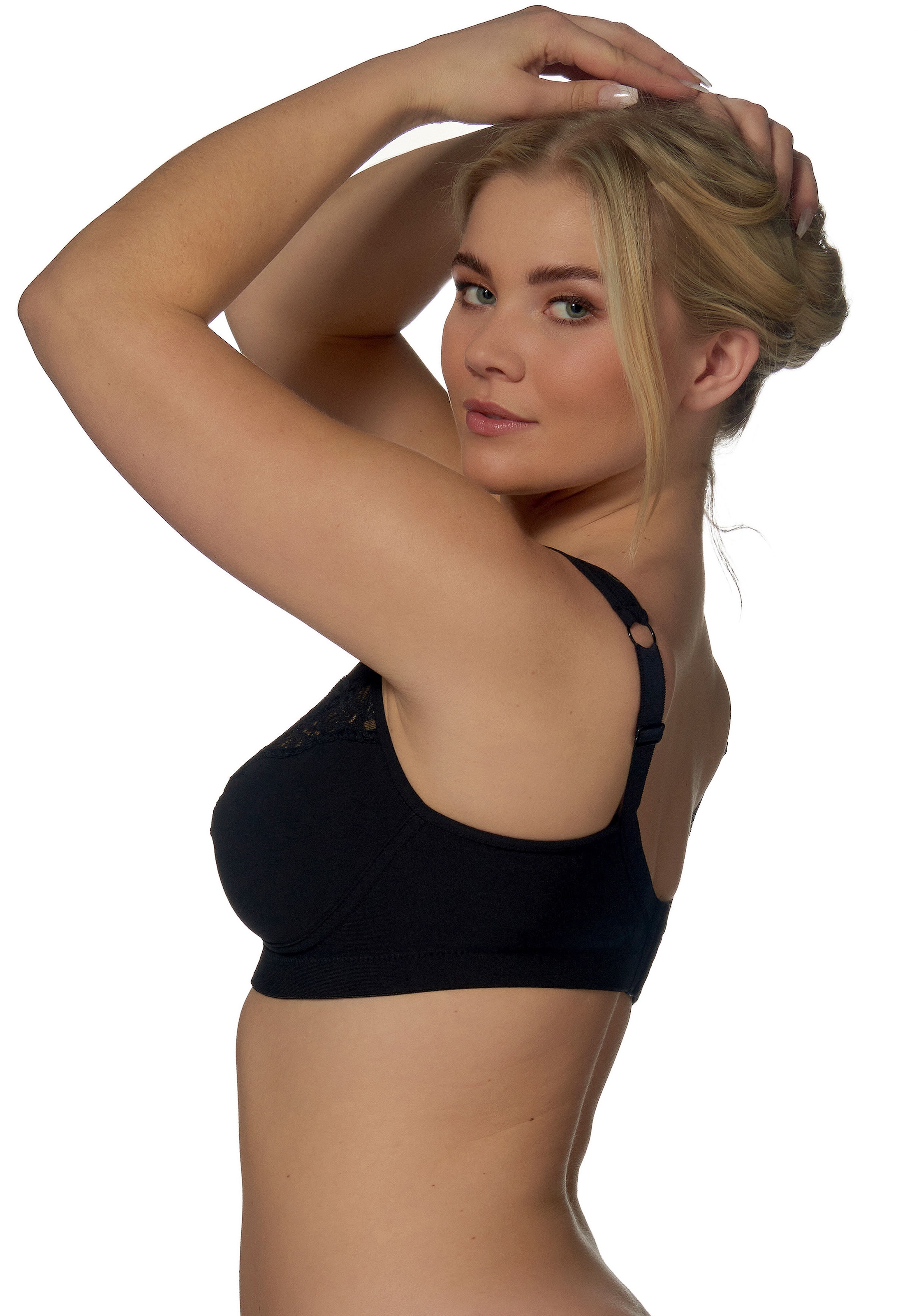 Elbrina Bügelloser BH, 1 Stk. mit Spitze, mit Schleife, breite Träger, ohne Bügel, Baumwollmix