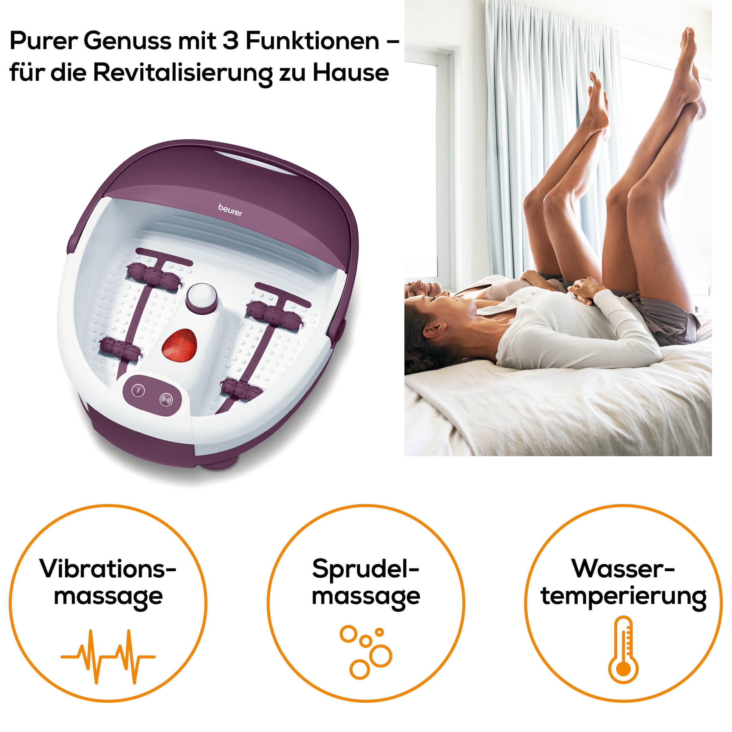 BEURER Fussbad »FB 21 mit Vibrations- und Sprudelmassagen für Fusswellness zuhause« Mit praktischem Tragegriff und zuschaltbarer Wärmefunktion