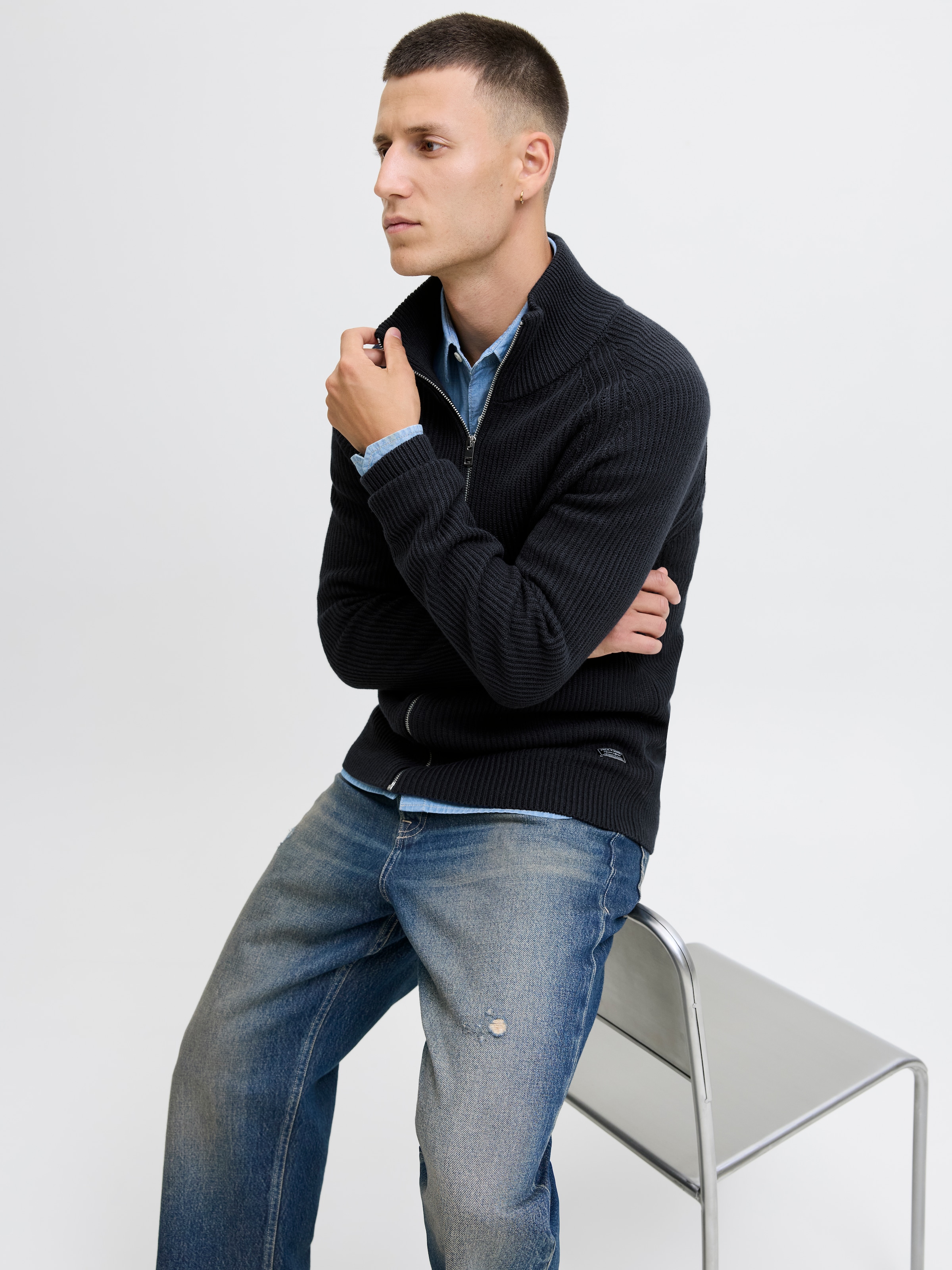 Jack & Jones Veste en tricot »JJPANNEL KNIT ZIP CARDIGAN AW25«