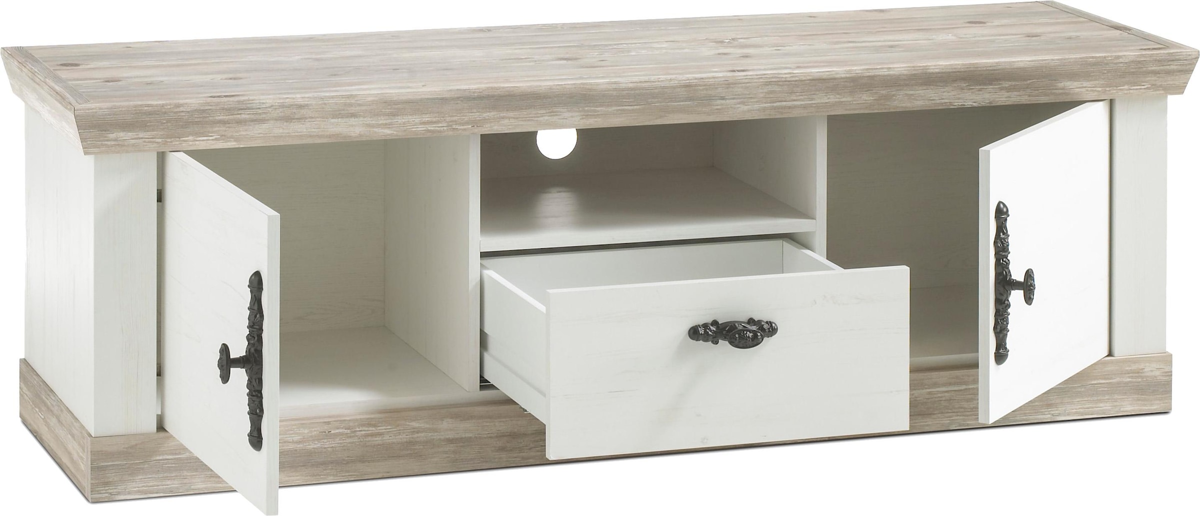 Home affaire Table basse »FlorenzTV-Board, TV-Schrank« im romantischen Landhaus-Look, Fernsehtisch Breite 156 cm