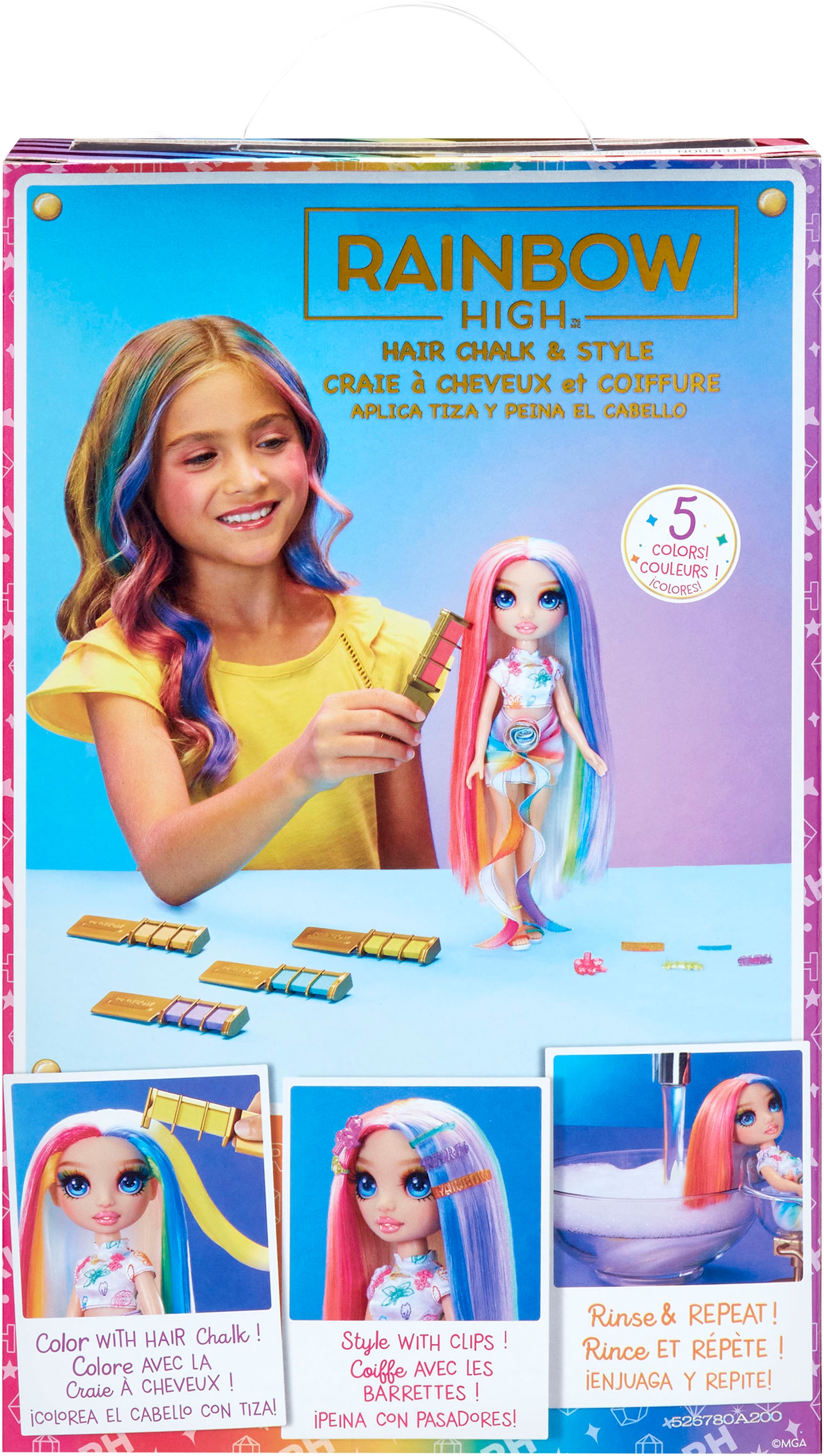 RAINBOW HIGH Anziehpuppe »Rainbow High Hair Chalk & Style Doll- Amaya (Rainbow)«