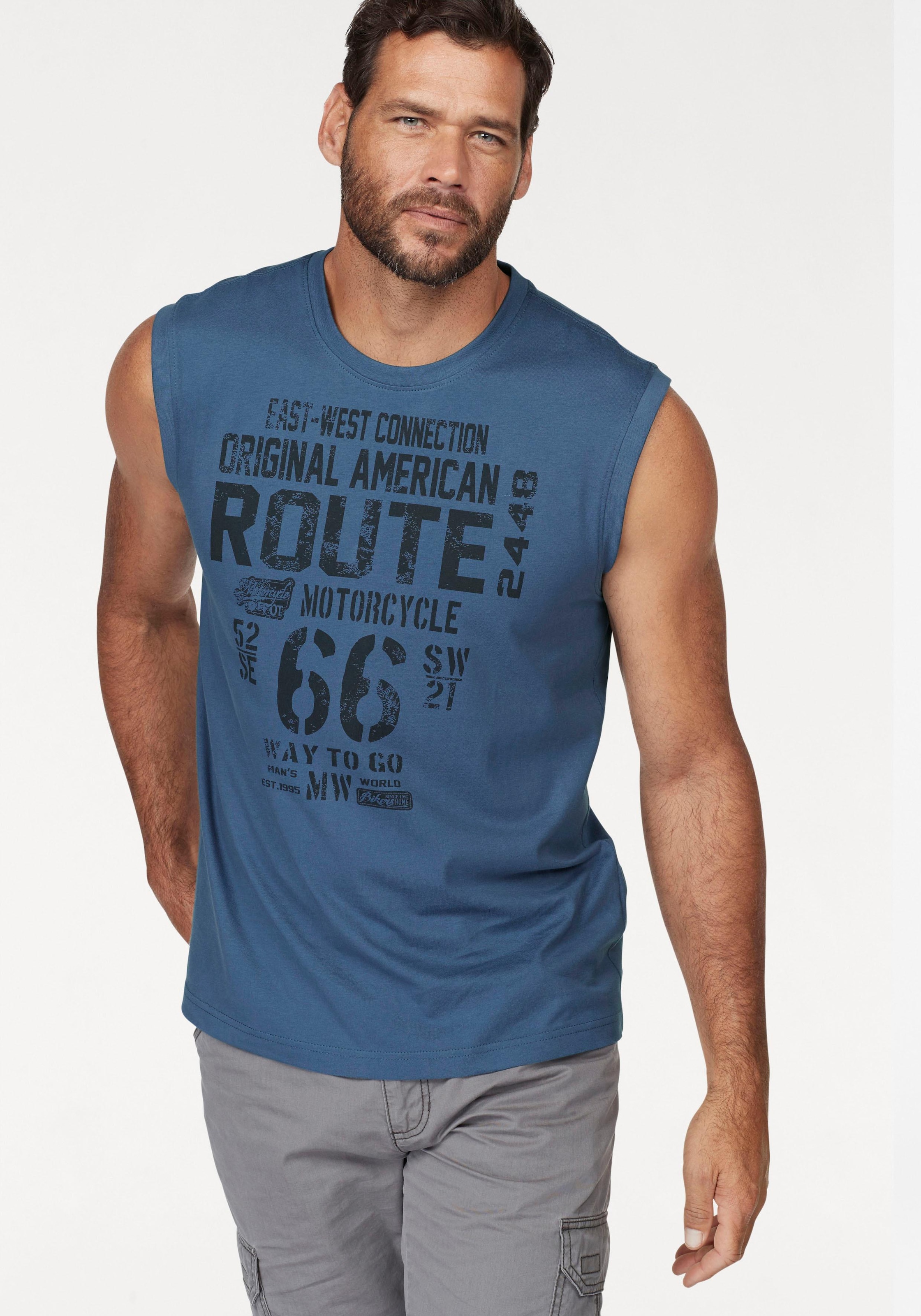 Man's World Muscleshirt 2er-Pack,  ärmellos,  bedruckt,  Rundhalsausschnitt,  aus 100% Baumwolle