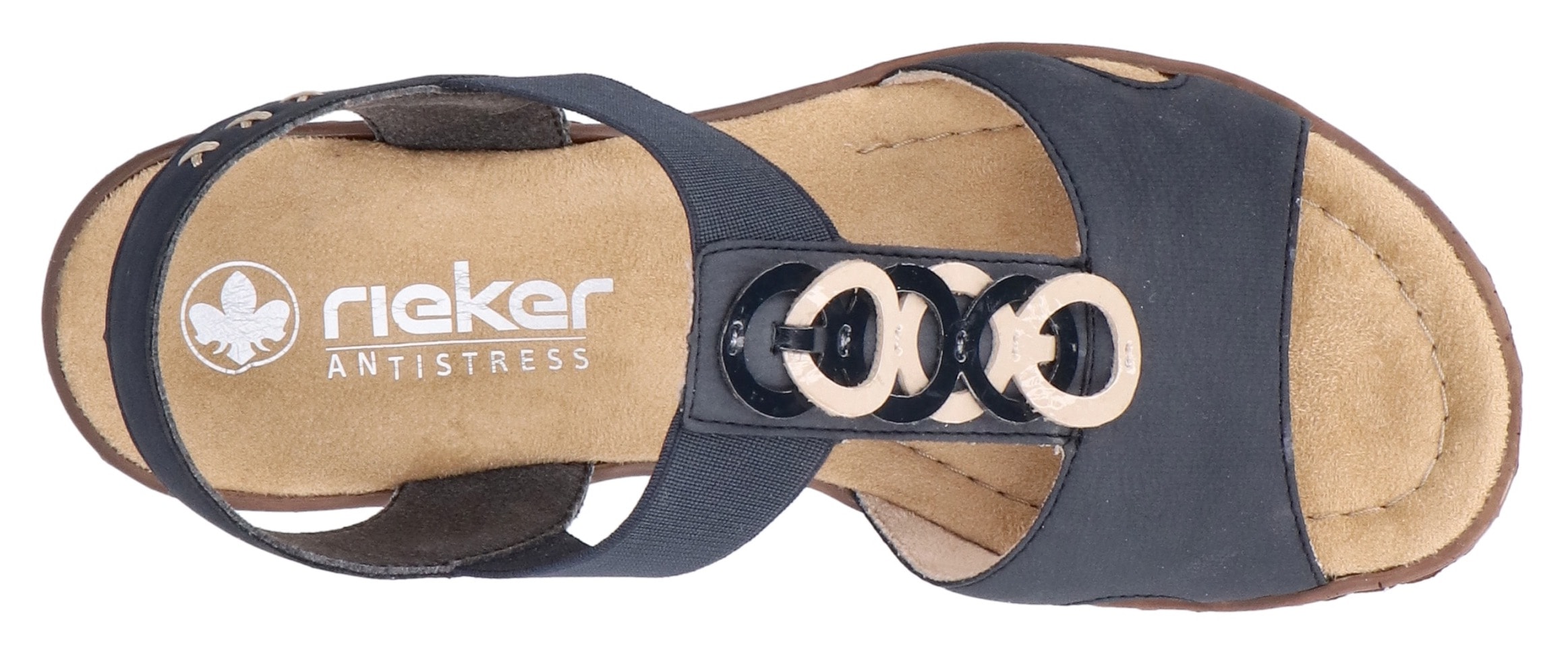 Rieker Keilsandalette  Sommerschuh, Sandale, Plateausandale mit Gummizug für guten Sitz