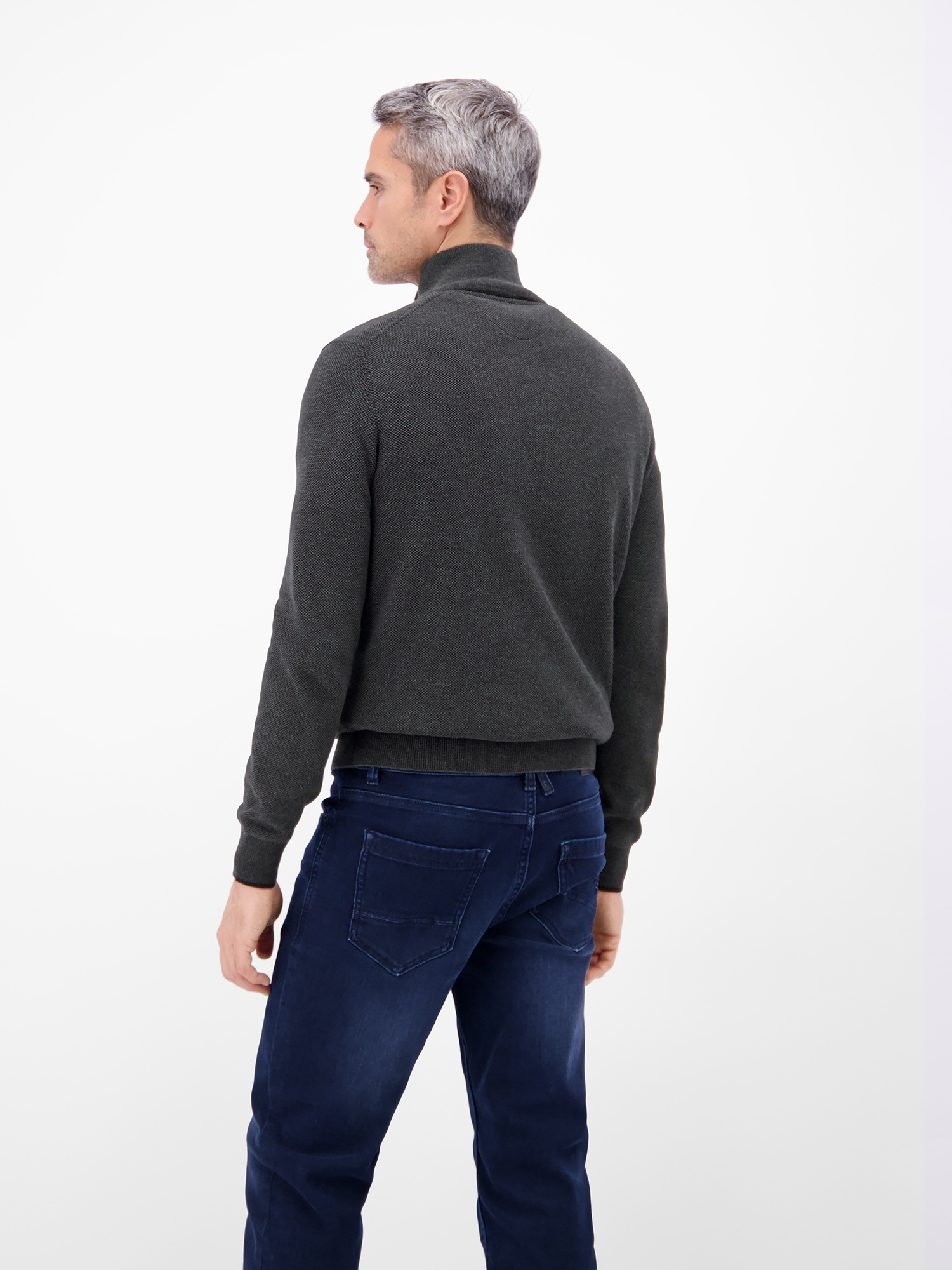 LERROS Sweatshirt »Troyer in Strukturqualität«, Herrensweatshirt aus 100% Baumwolle & Troyer-Kragen mit Reissverschluss
