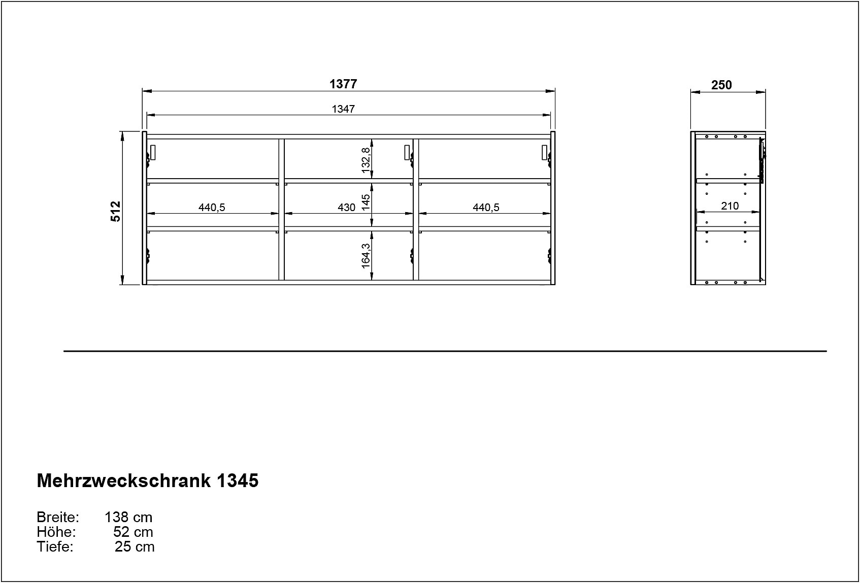 GERMANIA Armoire multi-usages »GW-Libbiano« , ideal für schmale Flure, Breite 138 cm, in 3 verschiedenen Höhen