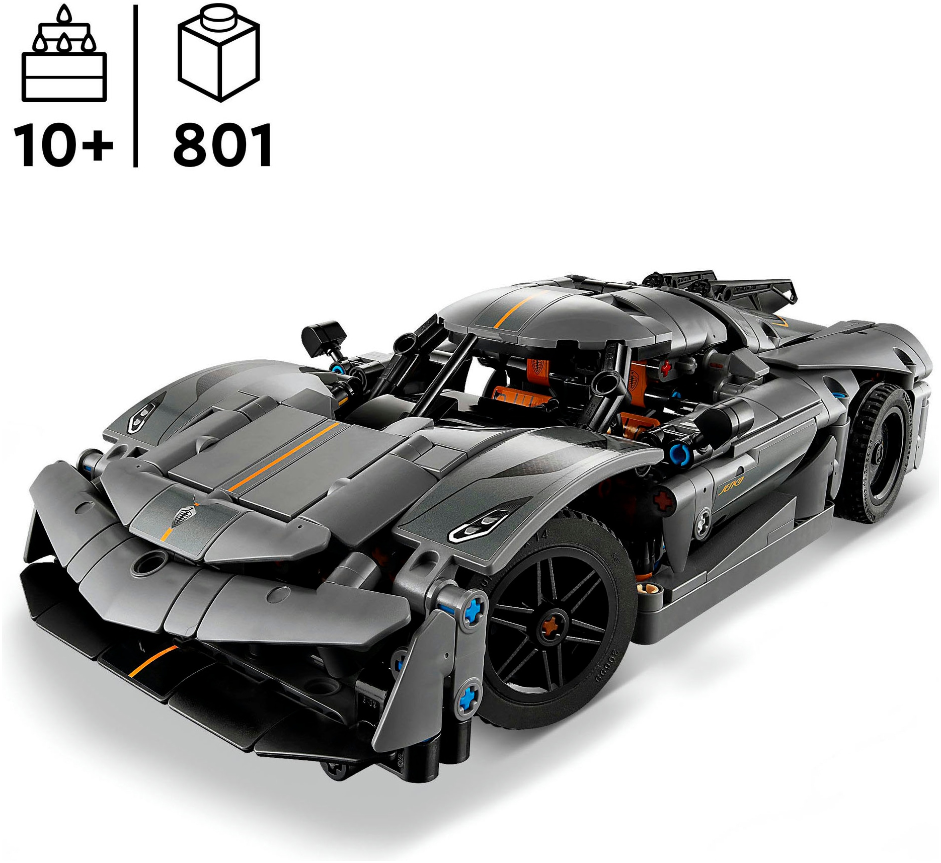 LEGO® Konstruktionsspielsteine »Koenigsegg Jesko Absolut Supersportwagen in Grau (42173), LEGO Technic« Made in Europe