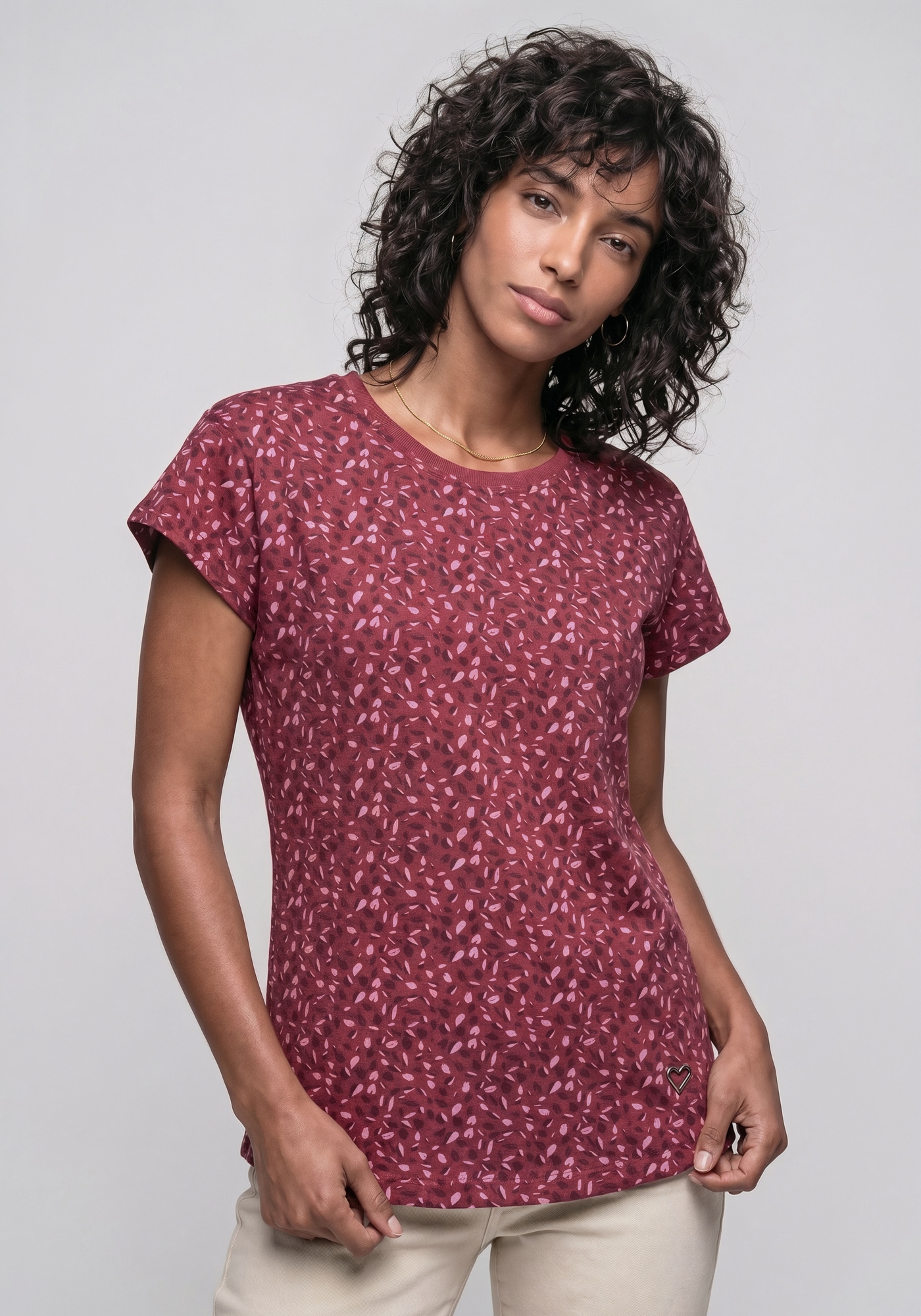 Alife & Kickin »FelinaAK B« modisches Basic-Shirt mit Rundhals-Ausschnitt, rundem Saum und allover