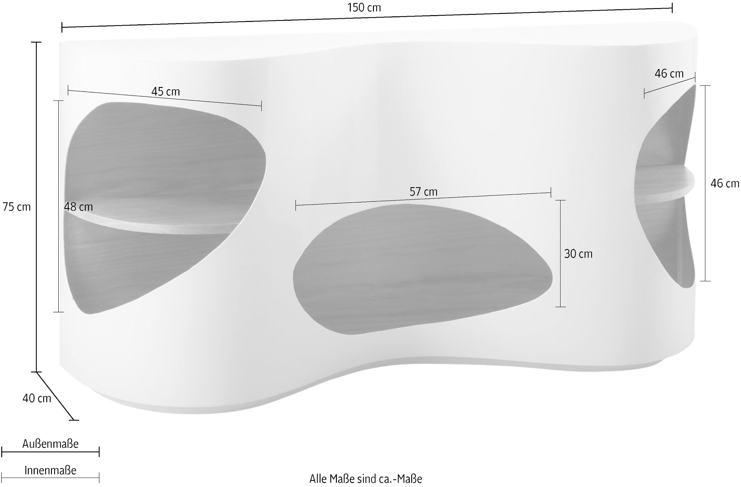 SalesFever Sideboard »Slough - Designer Kommode für Stauraum und Stil« Kommode, Made in Germany, Anrichte in moderner Form, Breite 150 cm