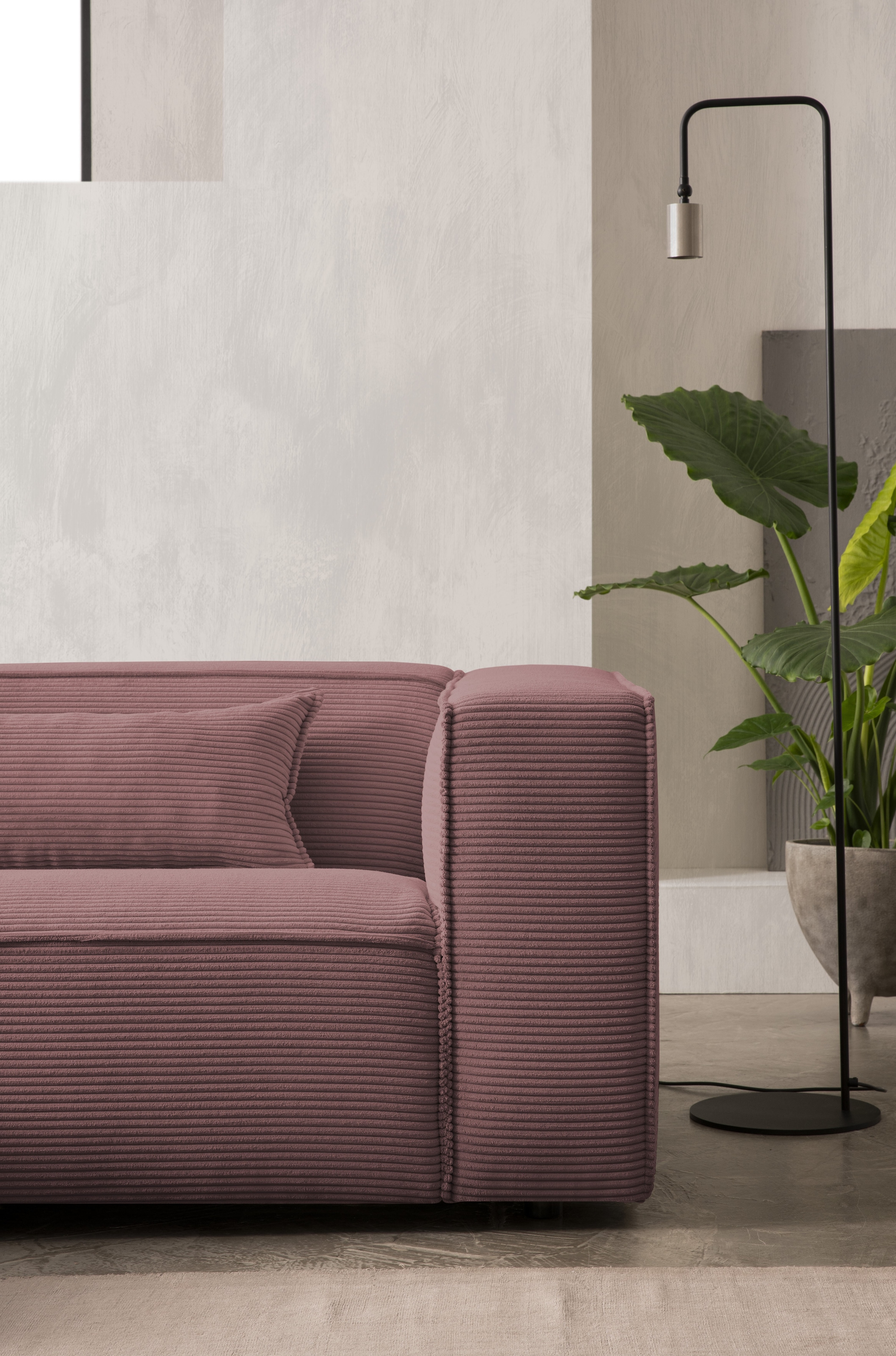 LeGer Home by Lena Gercke Ecksofa »PIARA Cord mit Kedernaht L-Form« wahlweise Ottomane rechts/links, schwarze Füsse, bequemer Sitzkomfort