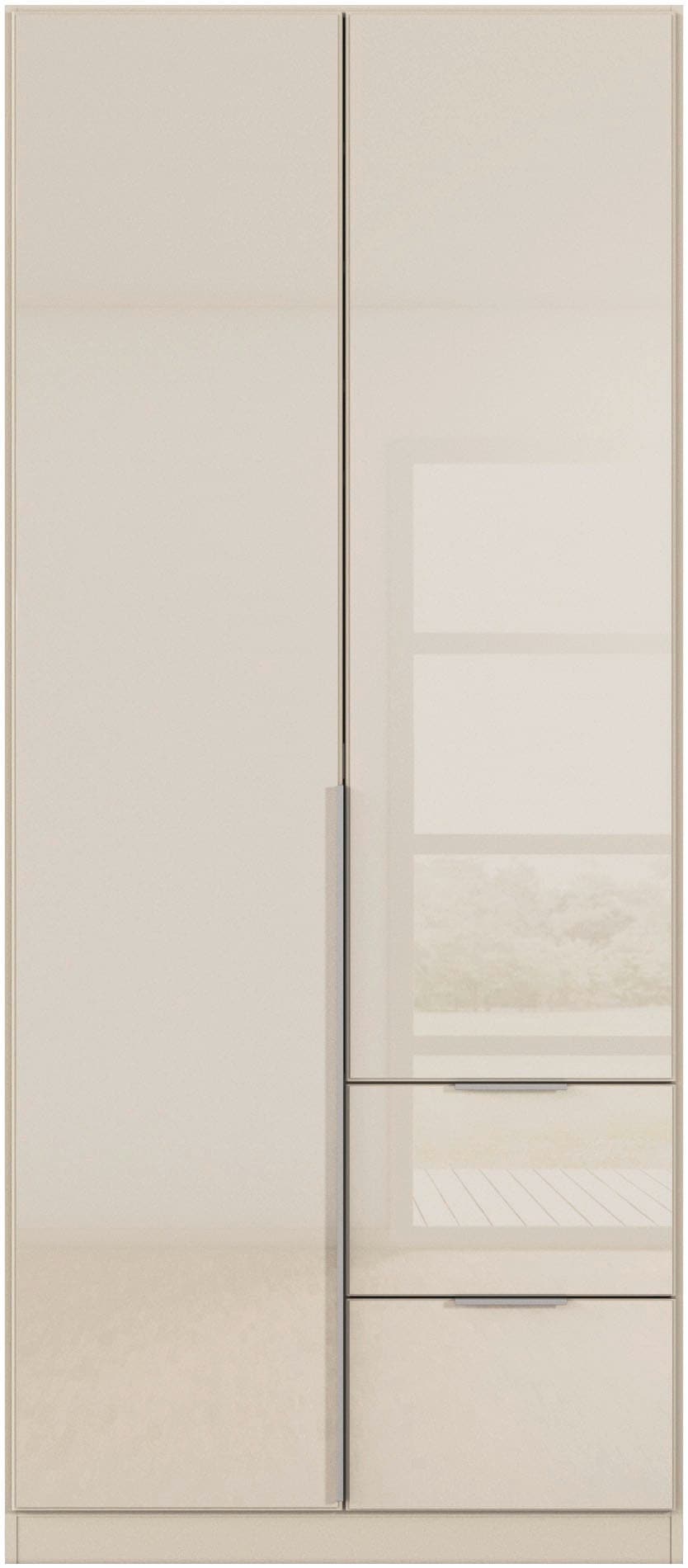 GOODproduct Drehtürenschrank »Kleiderschrank Kleiderschränke Schrank Garderobe AGORDO mit Glasfront« in zwei Griff-Farben, Breiten 91-360 cm,  mit Aussenschubkästen, in 7 Breiten und 2 Höhen MADE IN GERMANY