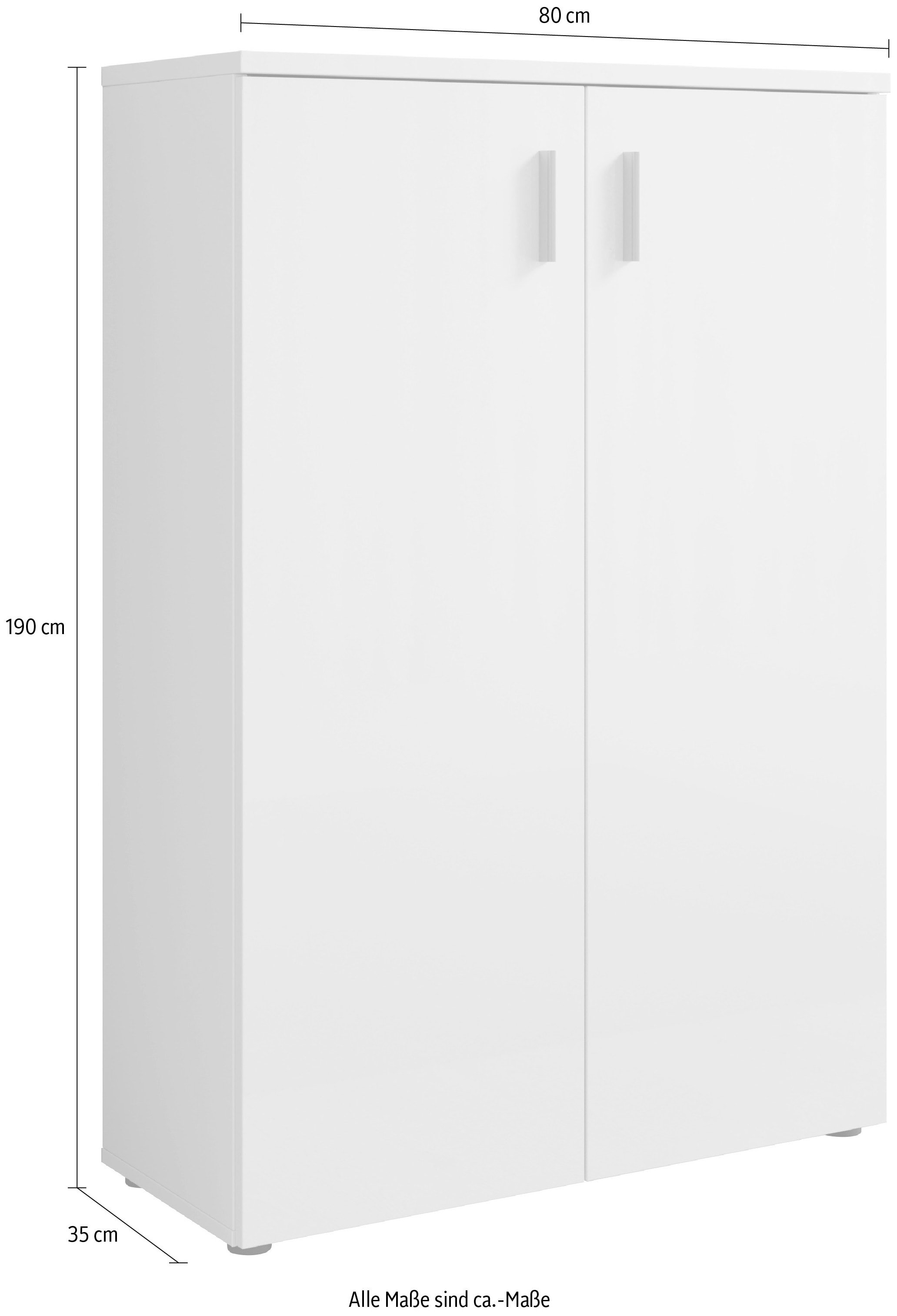 HBZ Schuhschrank »Lincoln weiss Glanz, BxHxT 80x120x35 cm« 1 Stk. tlg. Schuhschrank mit 2 Türen, 4 Einlegeböden