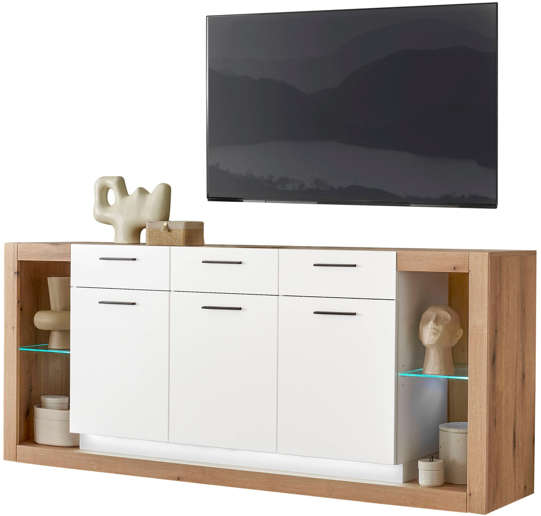 Home affaire Sideboard »Brixen, moderne Kommode, Stauraumelement in Eiche Evoke Dekor« Metallgriffe, ausreichend Stauraum, vielseitig einsetzbar