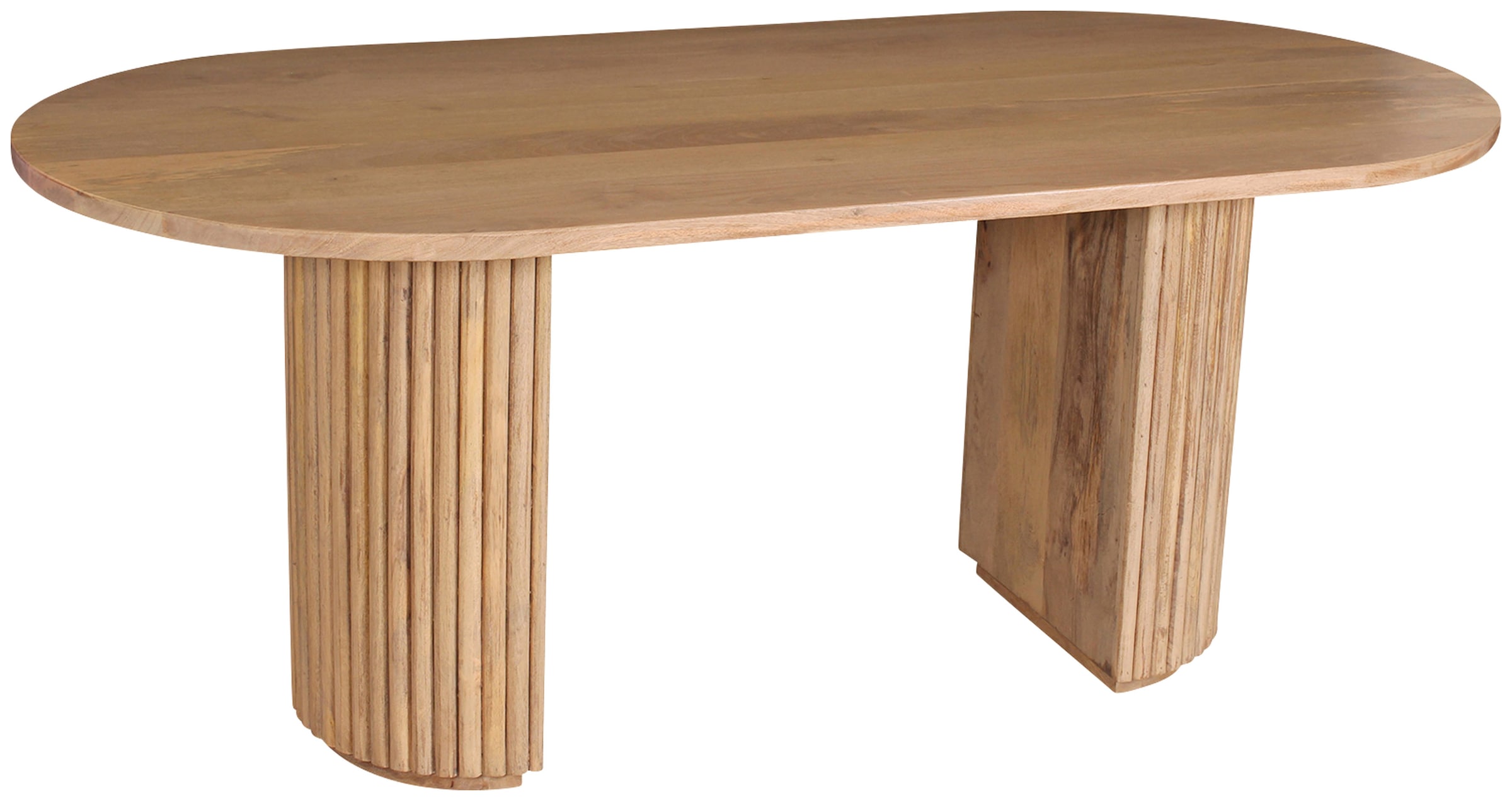 SIT Table de salle à manger »Samos 180 x 90 cm aus massivem Mangoholz im Ribbed-Look« Pieds de table marquants avec design lamellaire extravagant