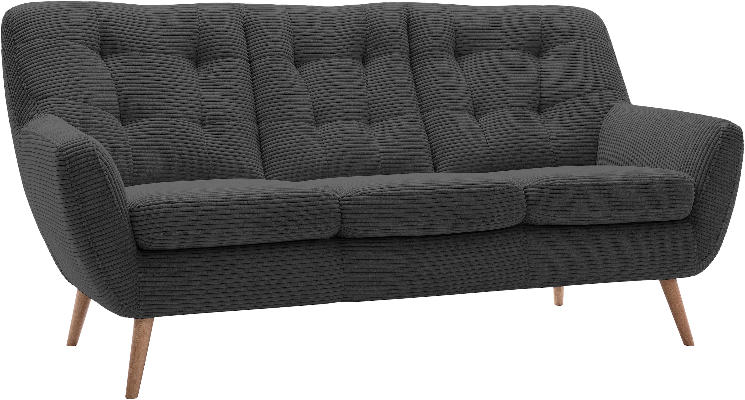 exxpo - sofa fashion 3-places »Scandi, bequem, aufwendige Rückenpolsterung für mehr Sitzkomfort« aktuelle Farben in hochwertigen Bezugsqualitäten, Holzfuss