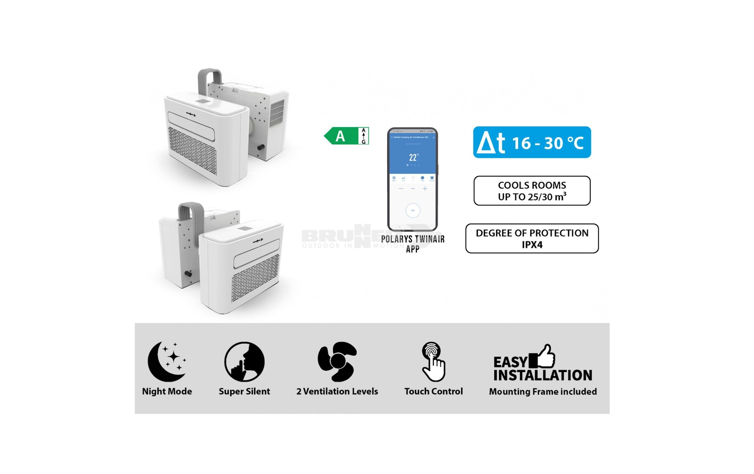 BRUNNER Klimagerät »Polarys Twinair 3 25 m³« Split-Klimaanlage für Freizeitfahrzeuge