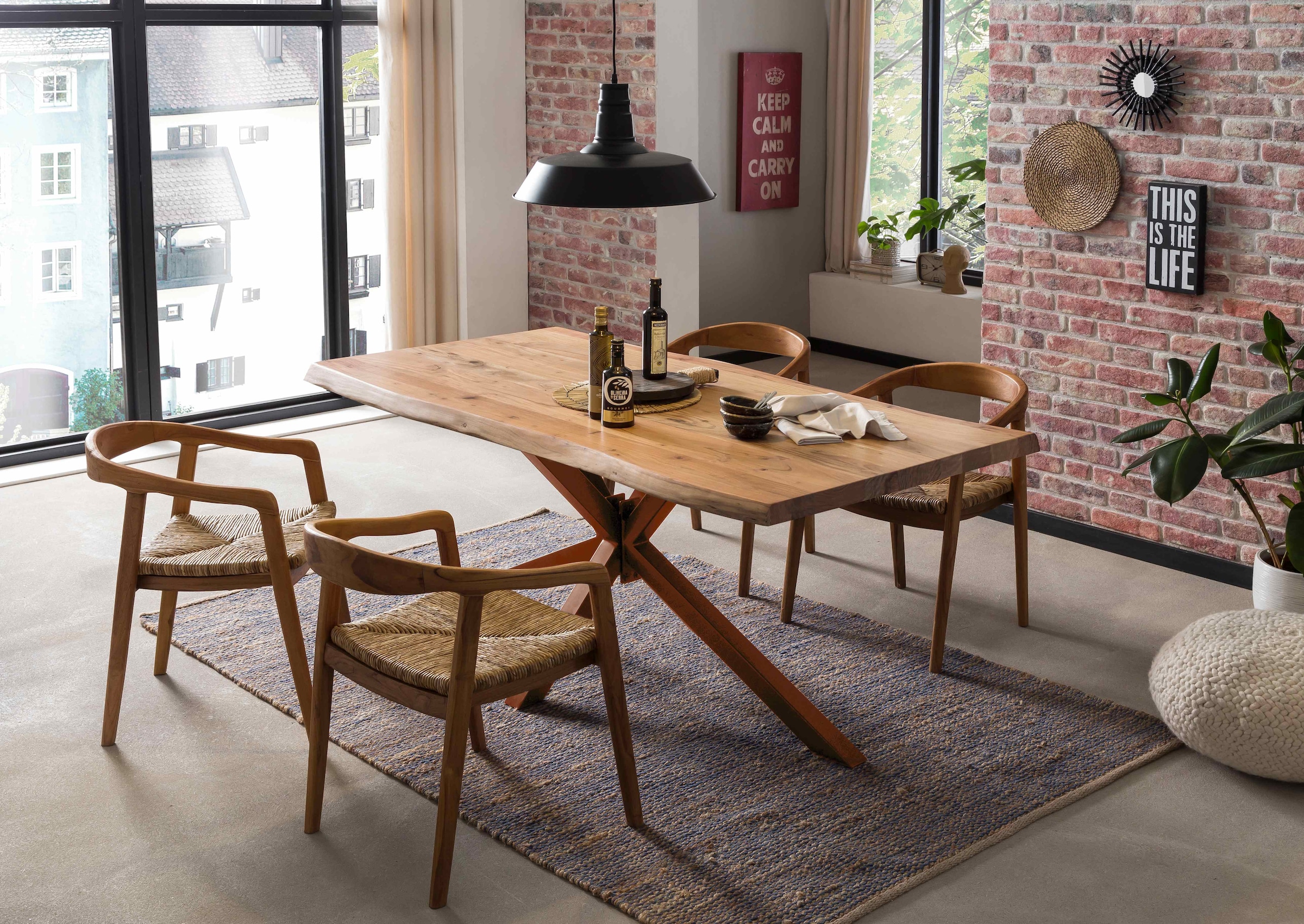 SIT Plateau de table »Manavgat aus massiver Akazie mit natürlicher Baumkante« 1 cuis tlg. Plateau en bois d'acacia de 56 mm d'épaisseur avec chant naturel comme sur l'arbre