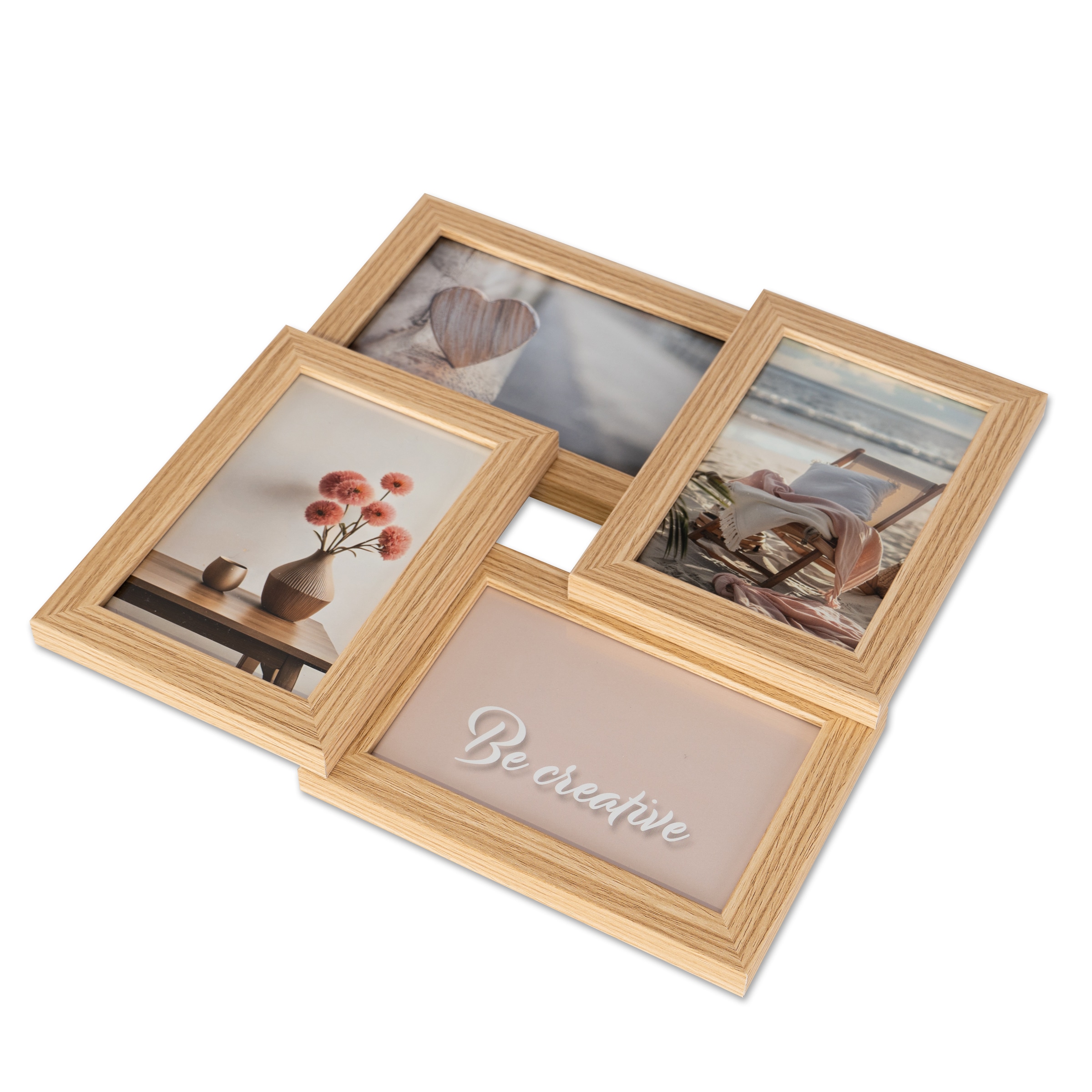 queence Cadre photo collage »Rahmen 3D Holz in braun« für 4 Bilder 1 cuis tlg. Place pour 4 photos en 10x15cm