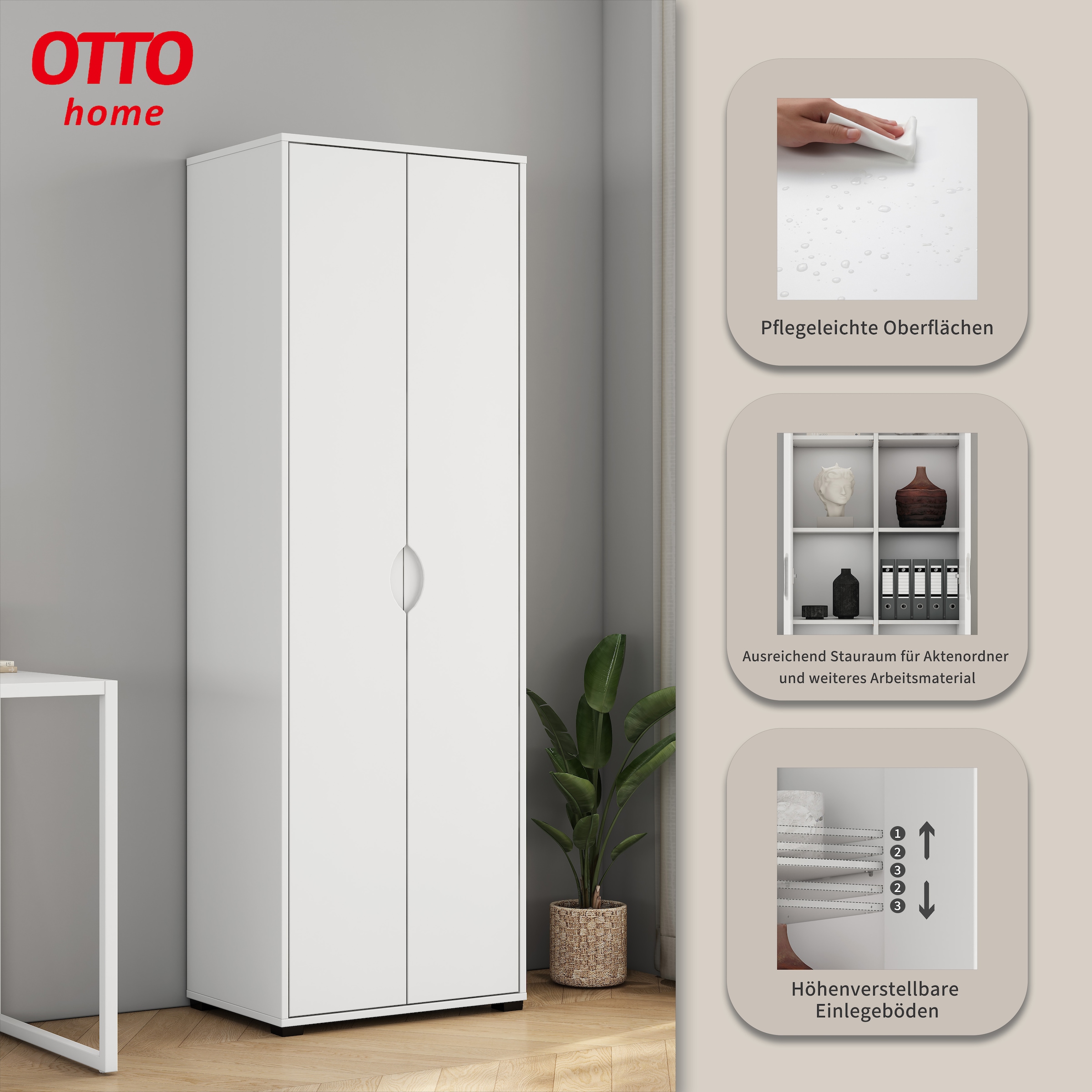 GOODproduct Armoire de classement »ALENNA-AS2T« Ensemble,  armoire polyvalente, design moderne, hauteur 180 cm
