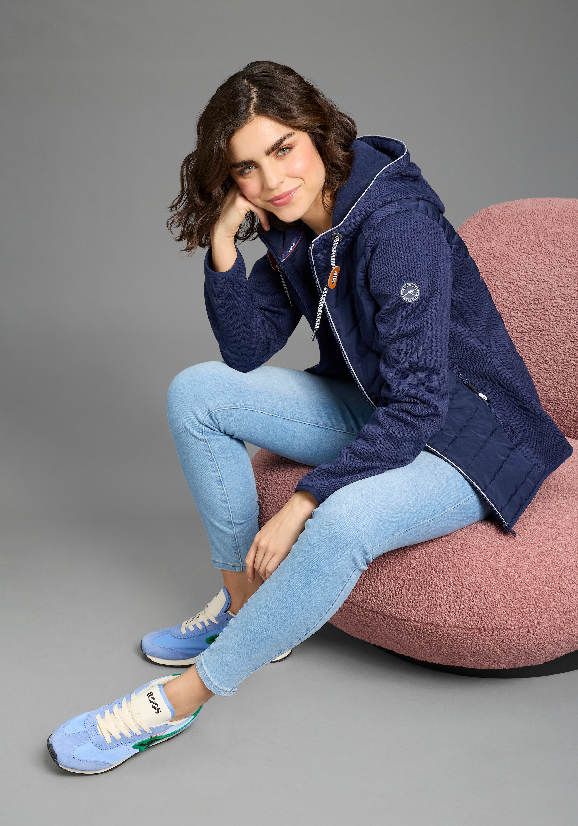 KangaROOS Veste hybride mit Kapuze Übergangsjacke mit Kapuze Reissverschlusstaschen