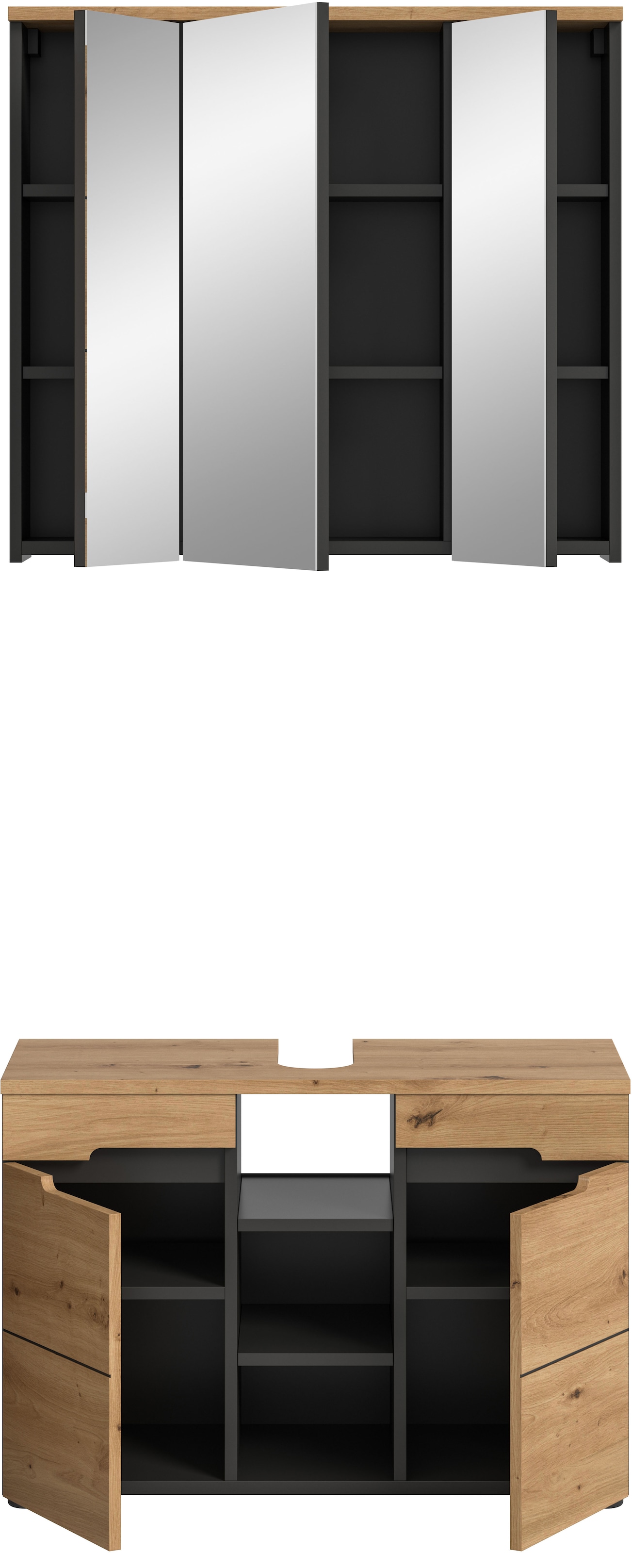 INOSIGN Badmöbel-Set »REHAT, 2-teilig, Breite 80 cm, mit Grifflosen Fronten, bestehend aus:« 2 Stk. tlg.