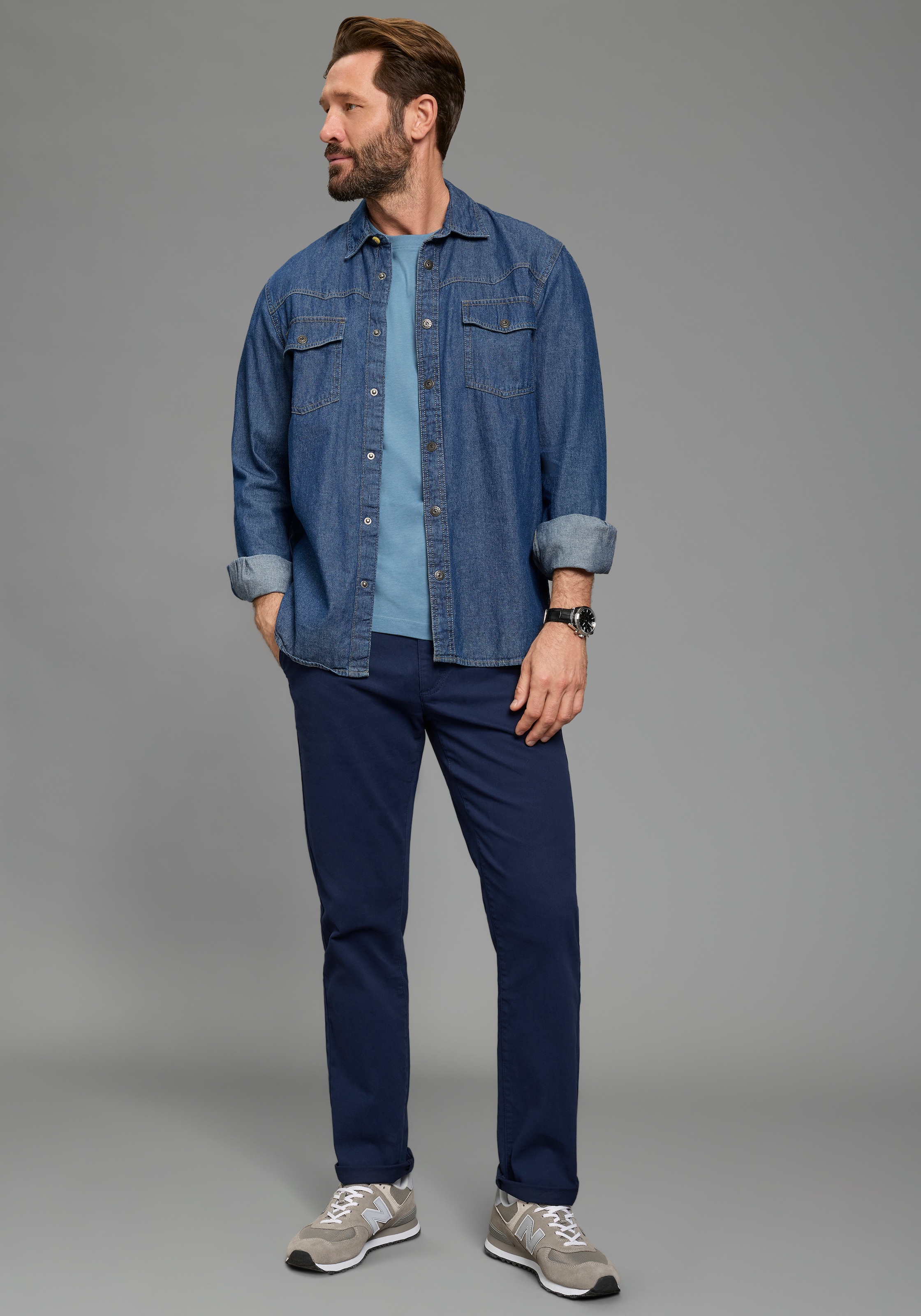 Man's World Shirt à col rond »Neue Kollektion!« Regular Fit, kurzarm, mit Brusttasche, unifarben