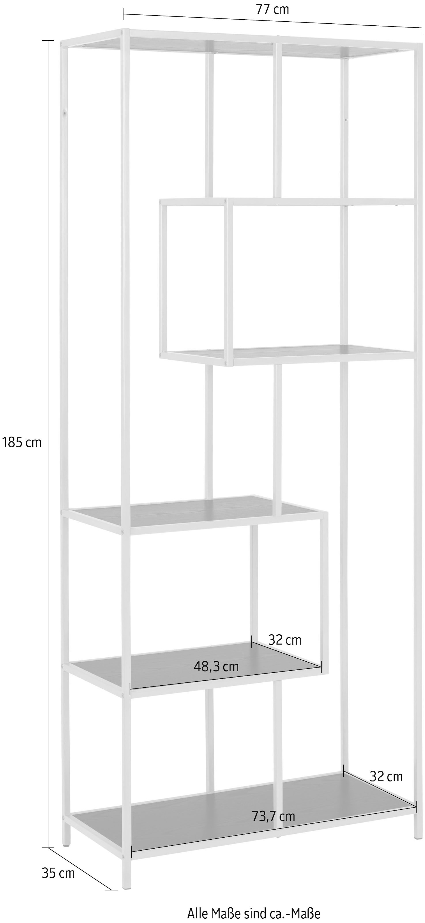 ACTONA GROUP Étagère à livres structure métallique, design moderne, 5 étagères, détails asymétriques
