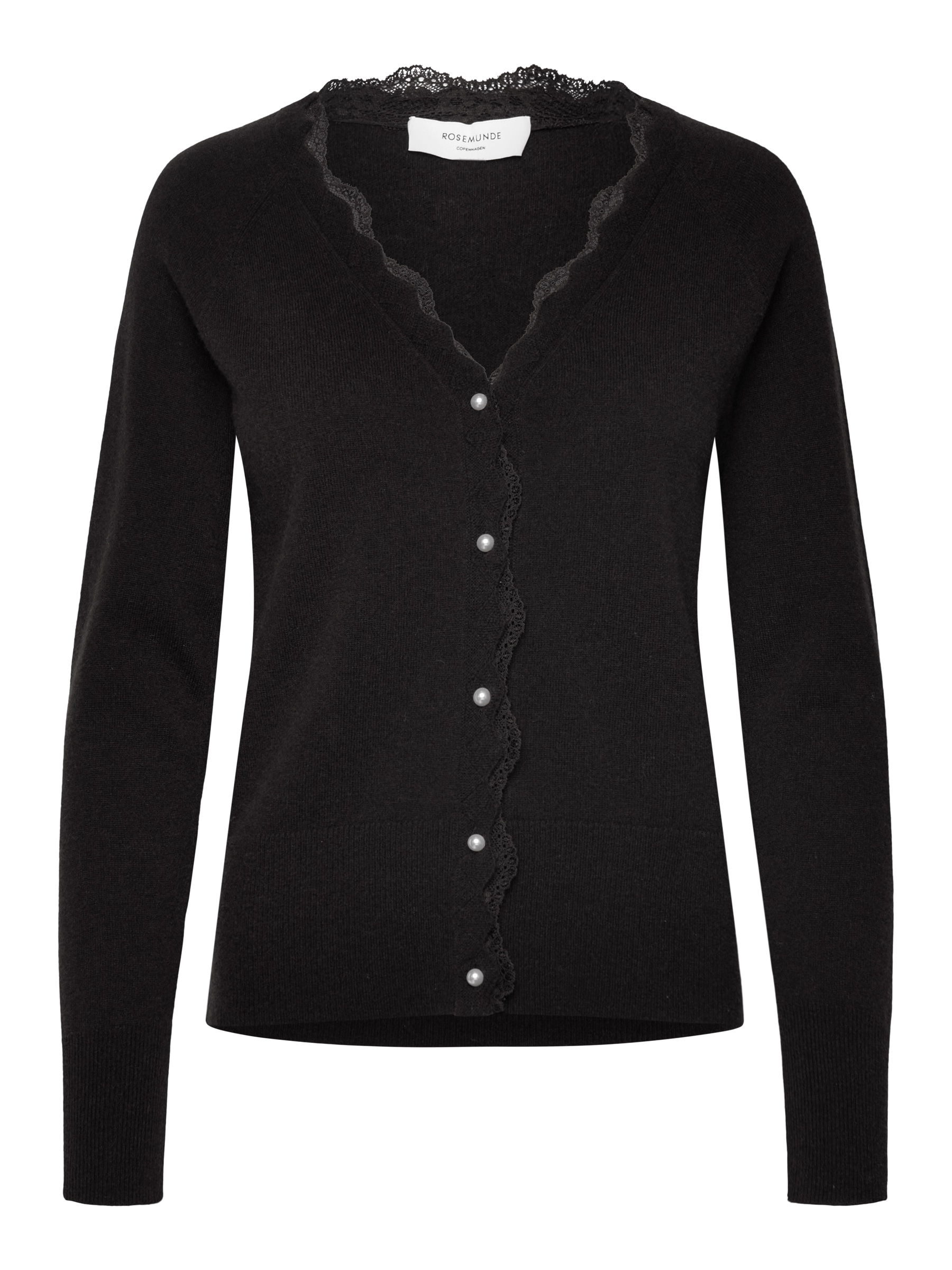 rosemunde Cardigan »Laica lace cardigan« Perlenknöpfe, Spitze, Langarm, V-Ausschnitt, feminin, Baumwollmix